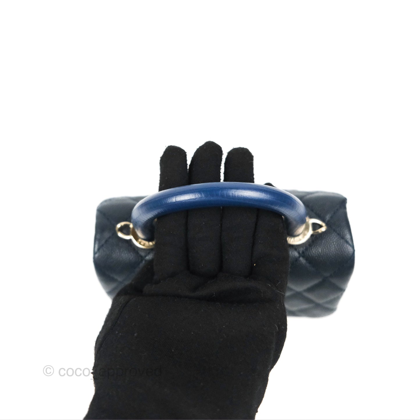 Chanel Mini Coco Handle Quilted Navy Caviar Gold Hardware