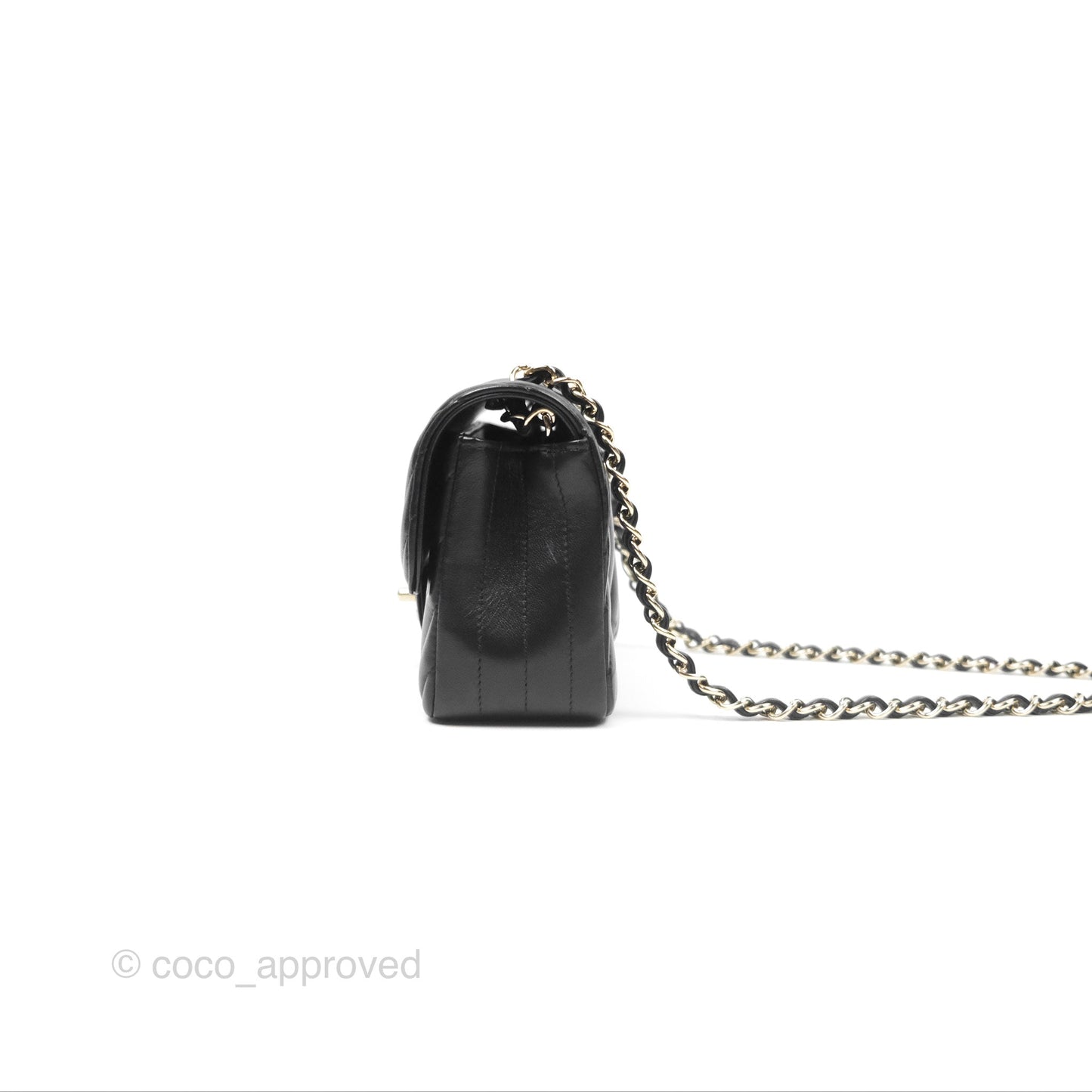 Chanel Mini Rectangular Flap Chevron Black Lambskin Gold Hardware