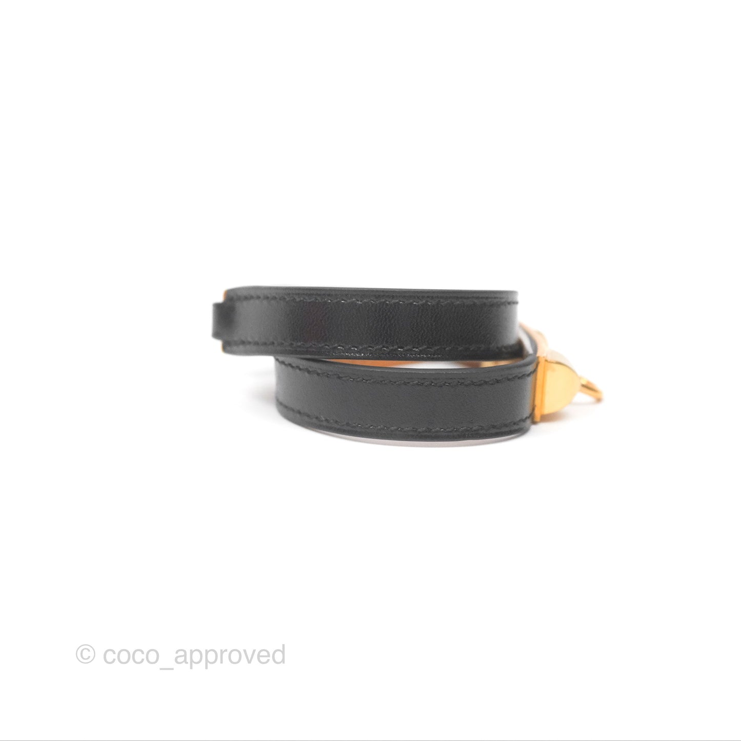 Hermès Rivale Double Tour Bracelet Black Box Leather Gold Hardware