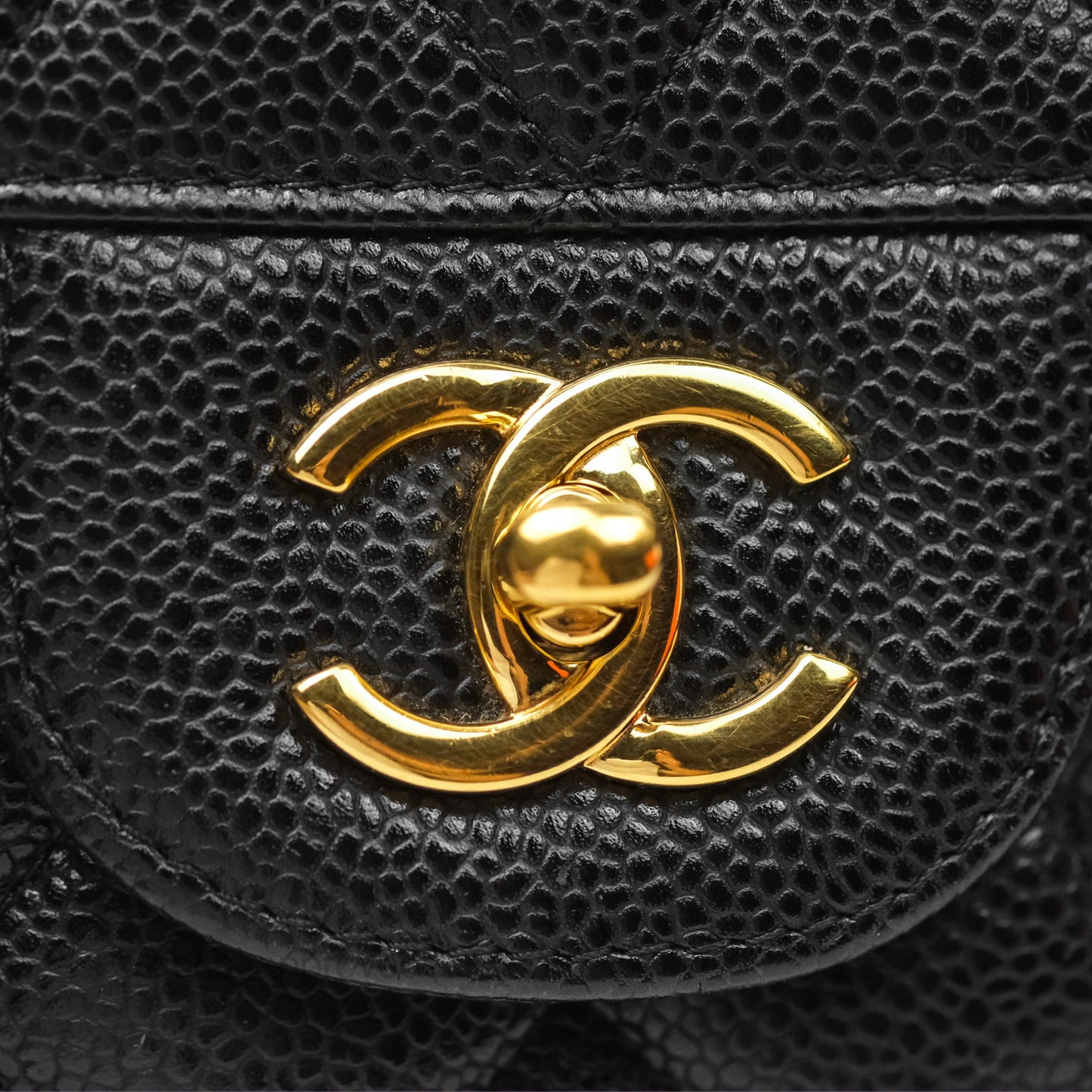 Chanel Jumbo Double Flap Quilted Black Caviar Gold Hardware⁣⁣