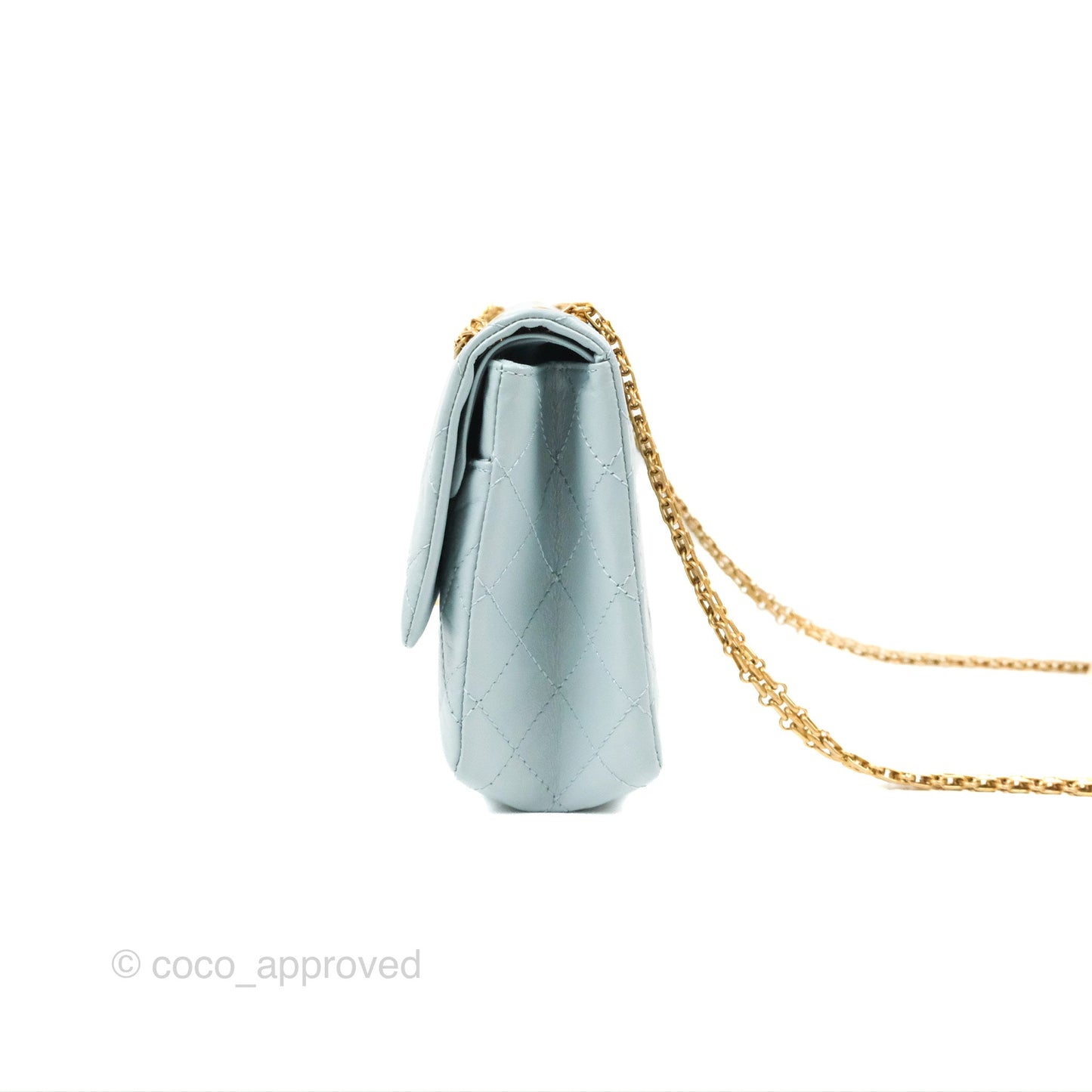 Chanel Reissue 226 Quilted Light Blue Aged Calfskin Gold Hardware