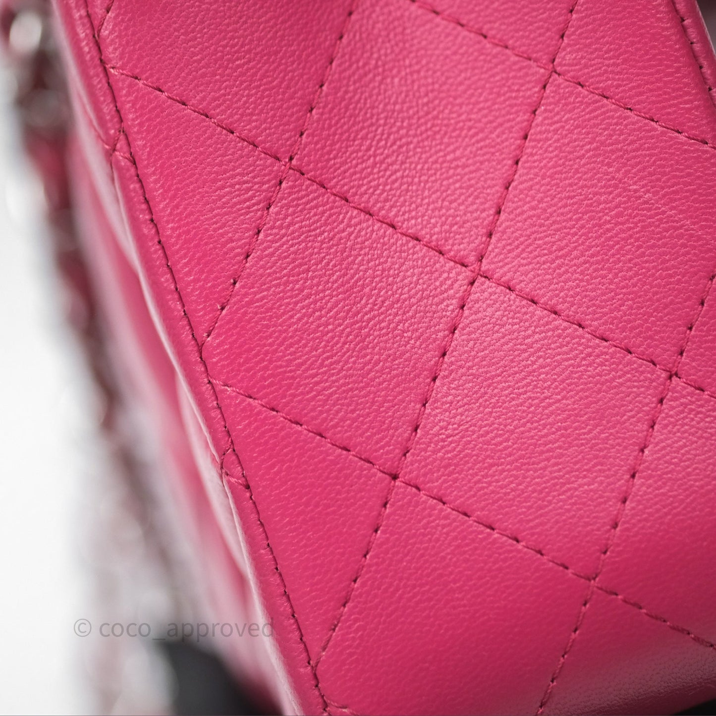 Chanel Quilted Mini Rectangular Flap Dark Pink Lambskin Silver Hardware