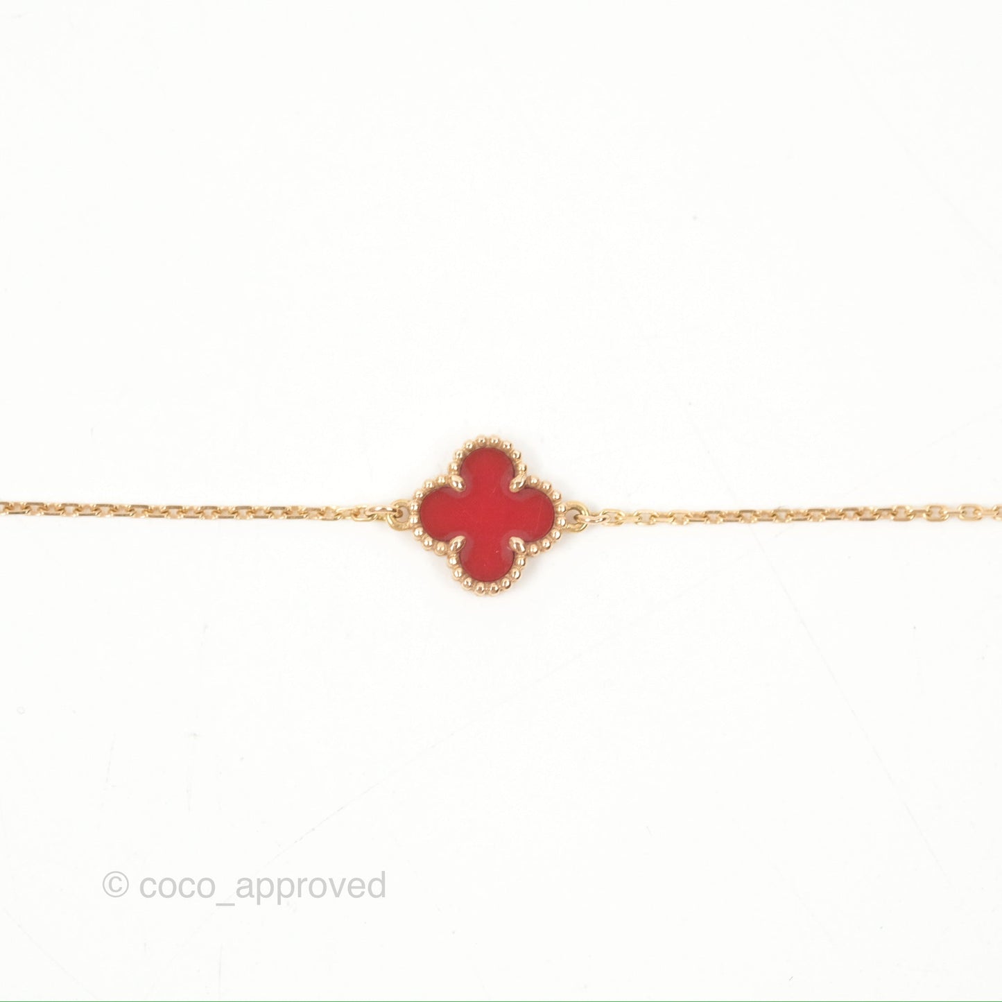 Van Cleef & Arpels Sweet Alhambra Bracelet Rose Gold Red Carnelian