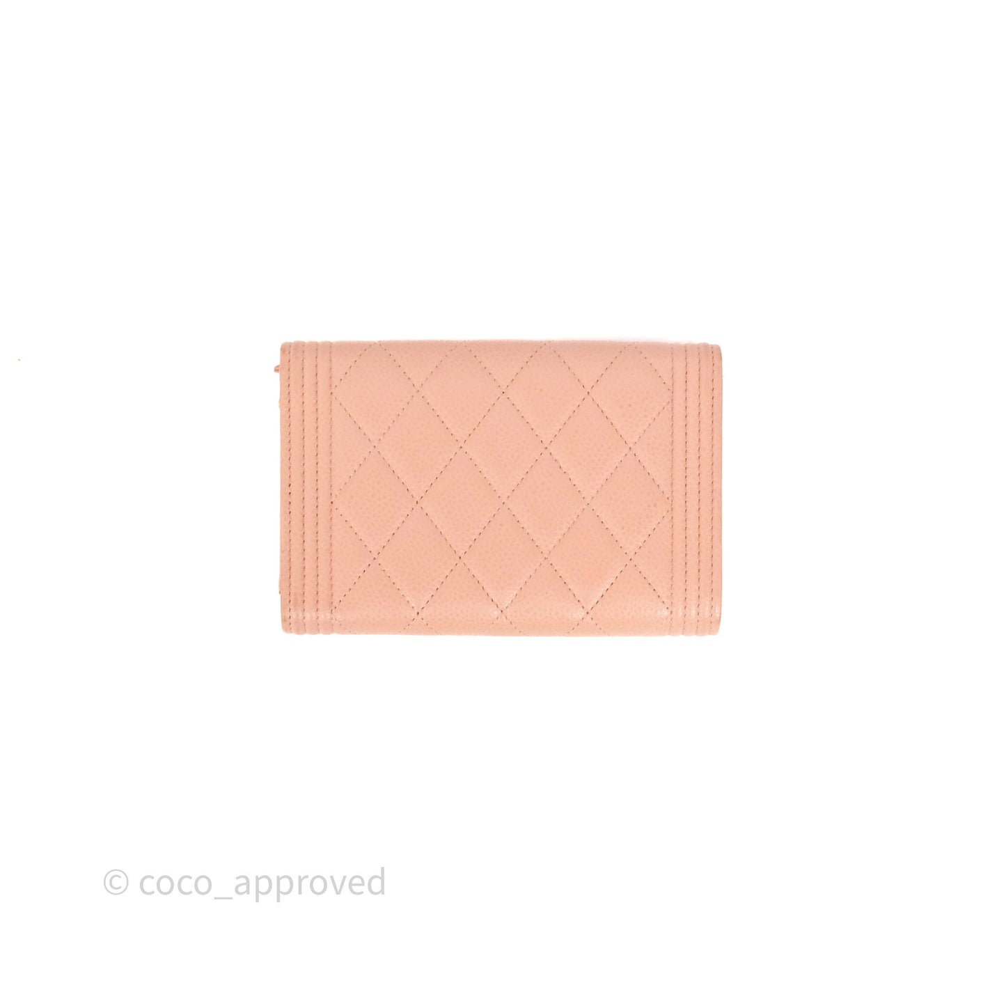 Chanel Quilted Boy Medium Trifold Flap Wallet Pink Caviar Gold Hardware