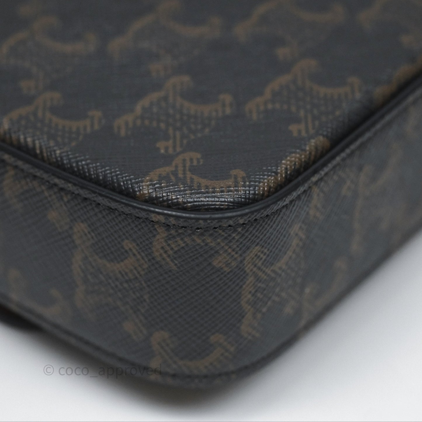Celine Triomphe Shoulder Bag Tan Calfskin Triomphe Canvas