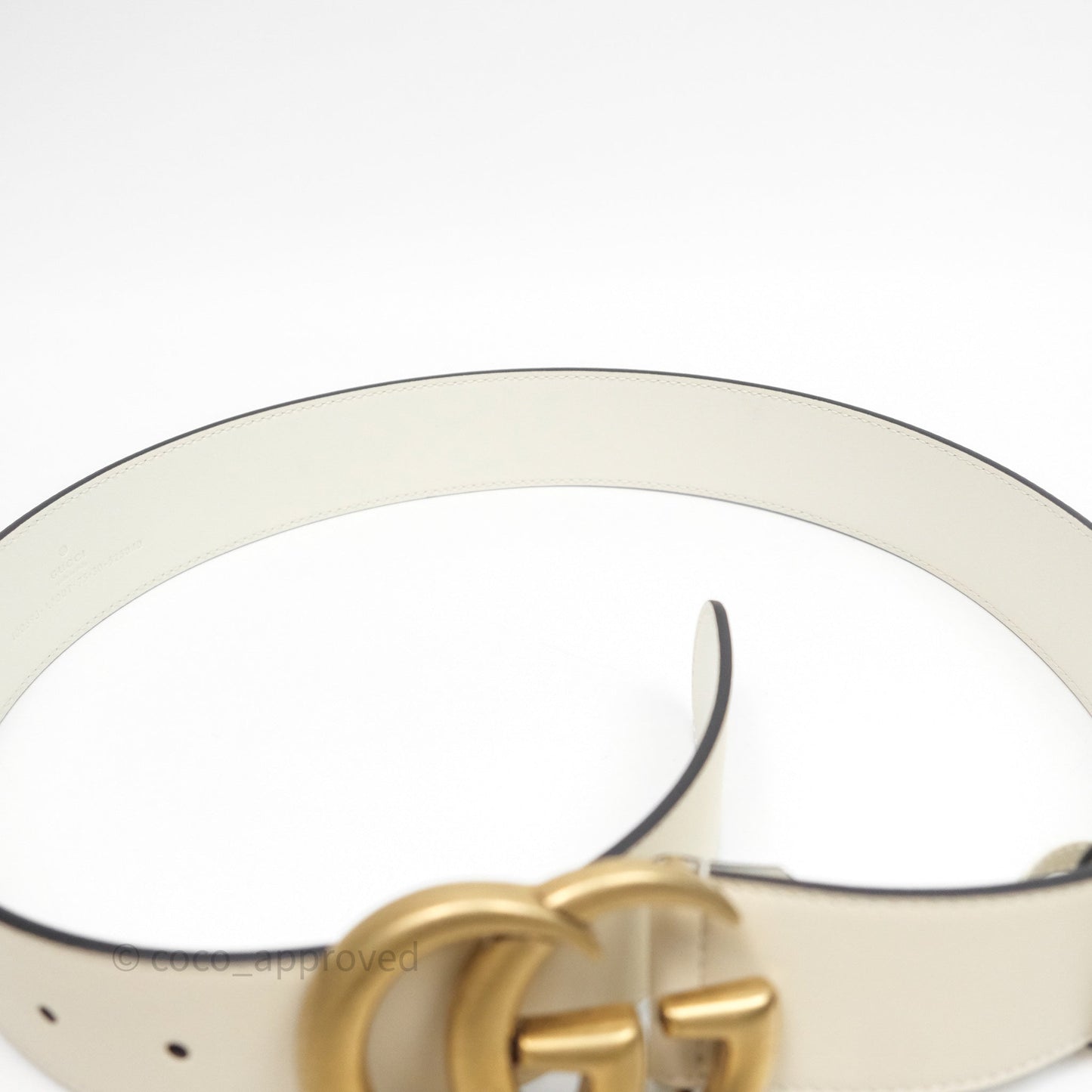 Gucci Double GG 20mm Belt 75 30 White Calfskin