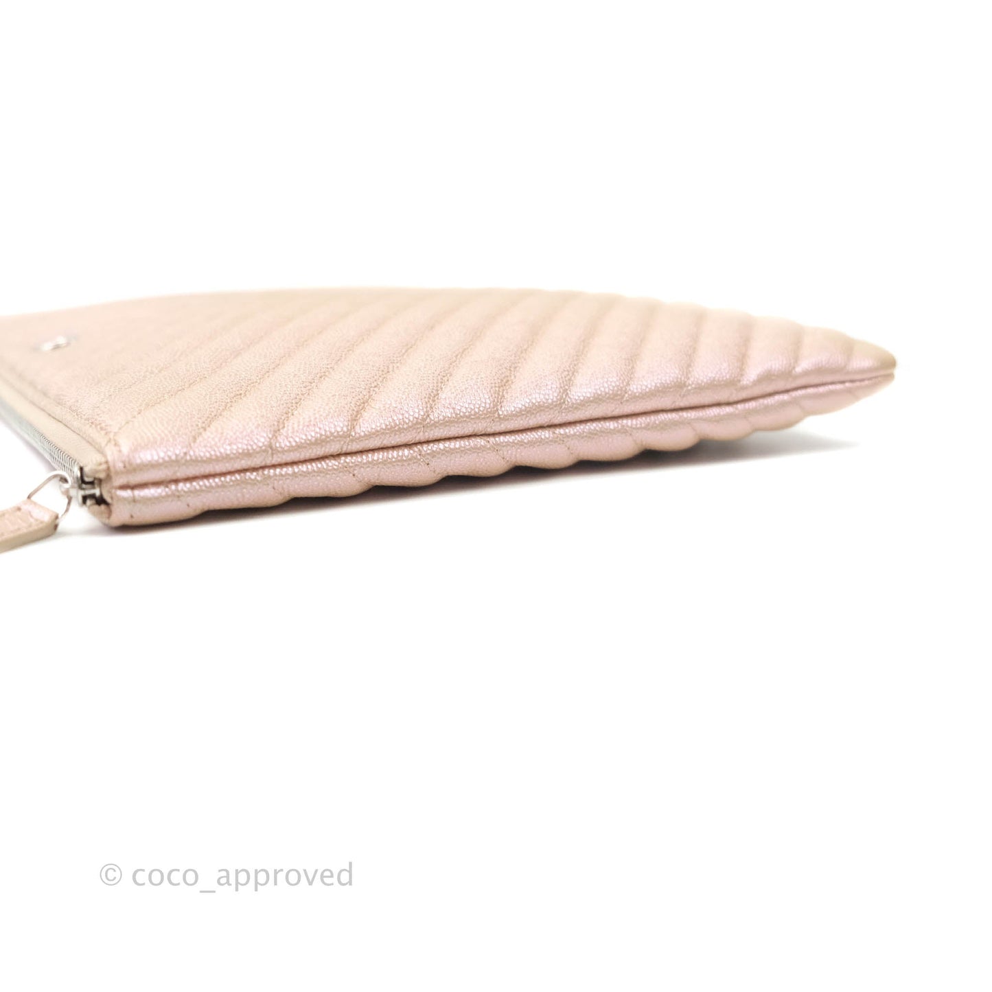 Chanel Large O Case Chevron Rose Gold 17B