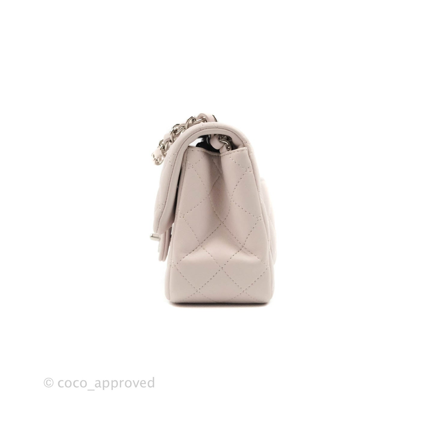 Chanel Quilted Mini Square Light Lilac Pink Lambskin Silver Hardware