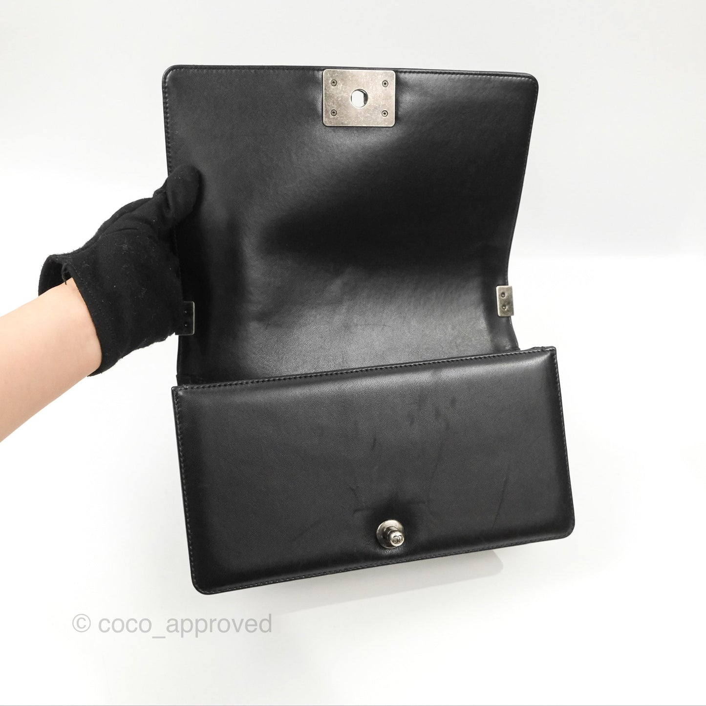 Chanel Quilted Medium Boy Black Lambskin Ruthenium Hardware