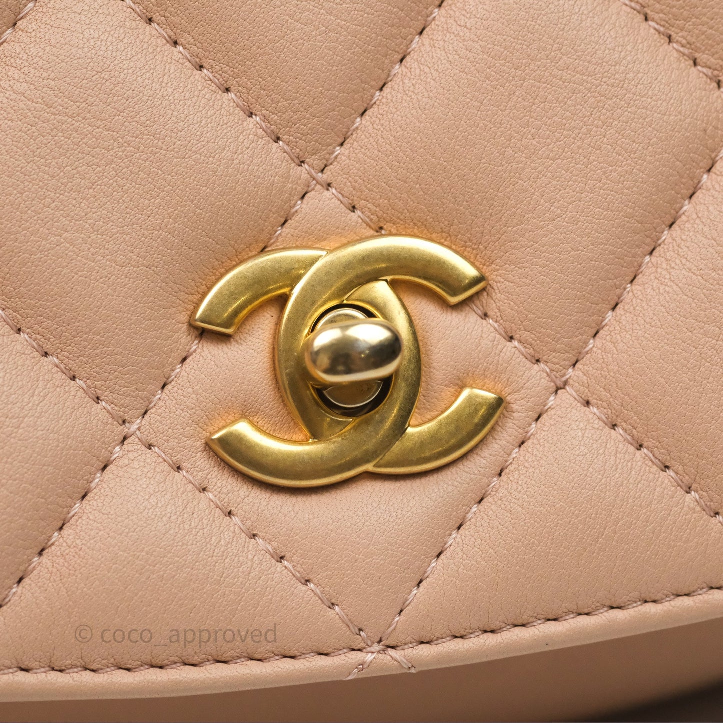 Chanel Messenger Bag Beige Pink Calfskin Aged Gold Hardware