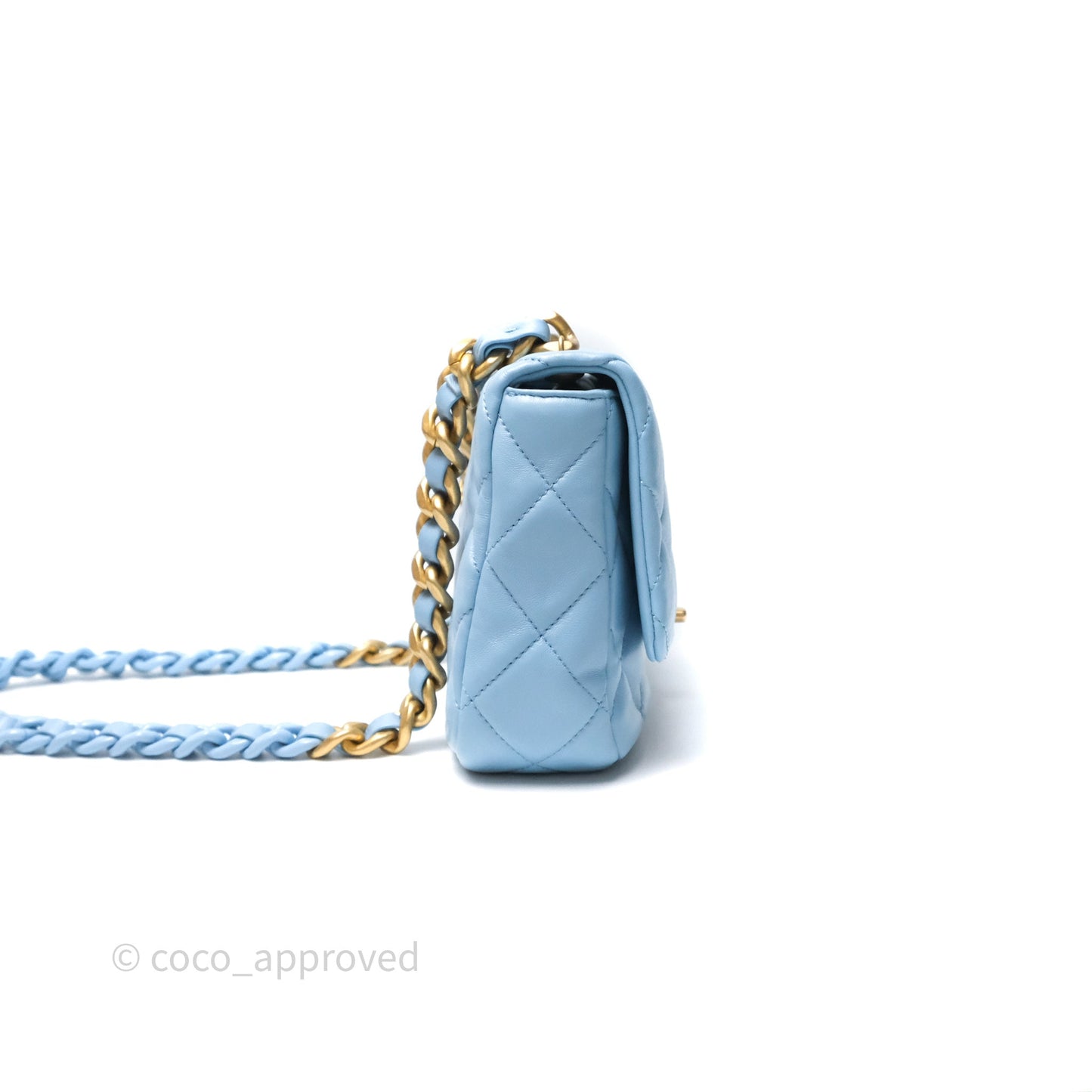 Chanel Small Flap Bag Blue Lambskin Gold and Lacquered Metal 22S