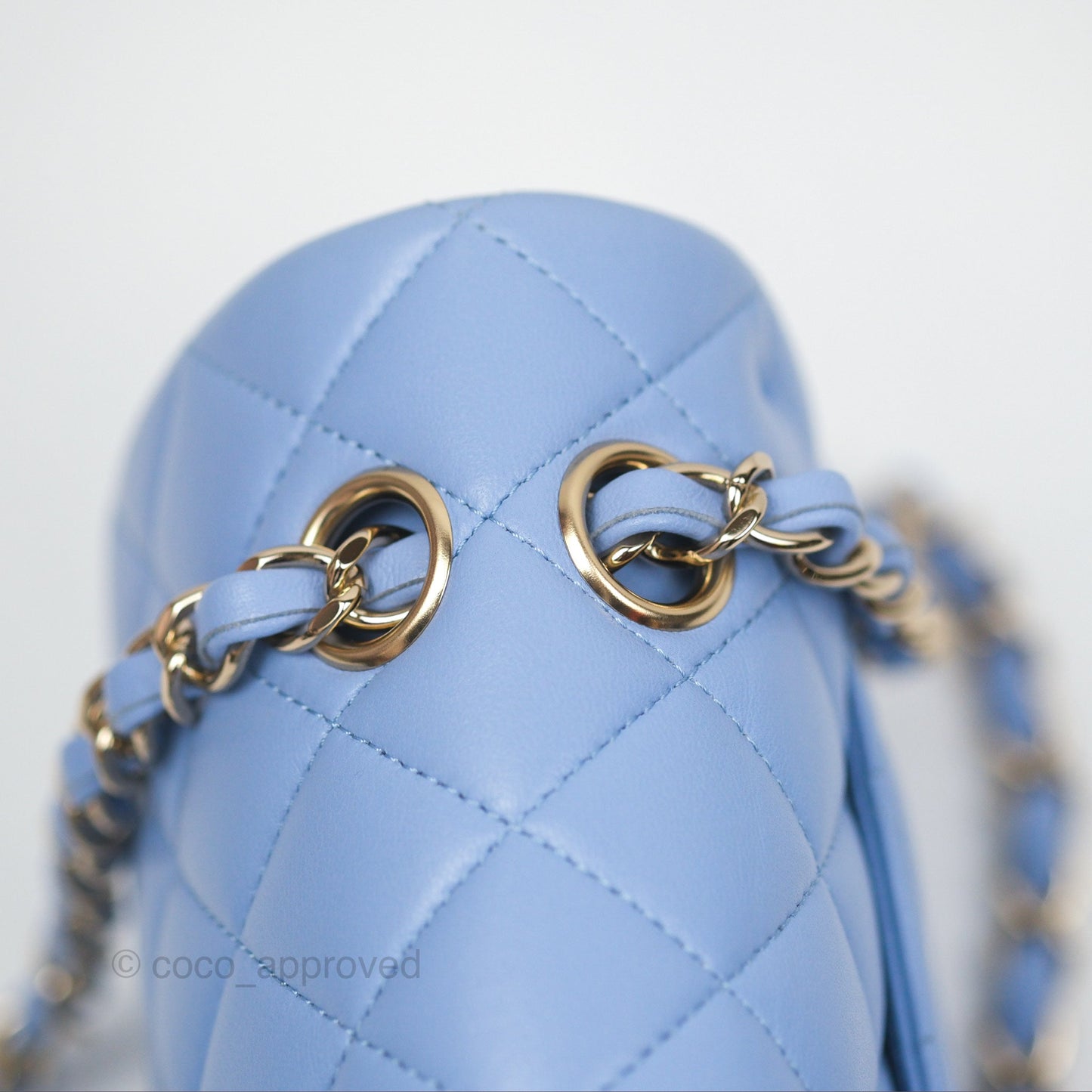 Chanel Small Classic Quilted Flap Sky Blue Lambskin Gold Hardware
