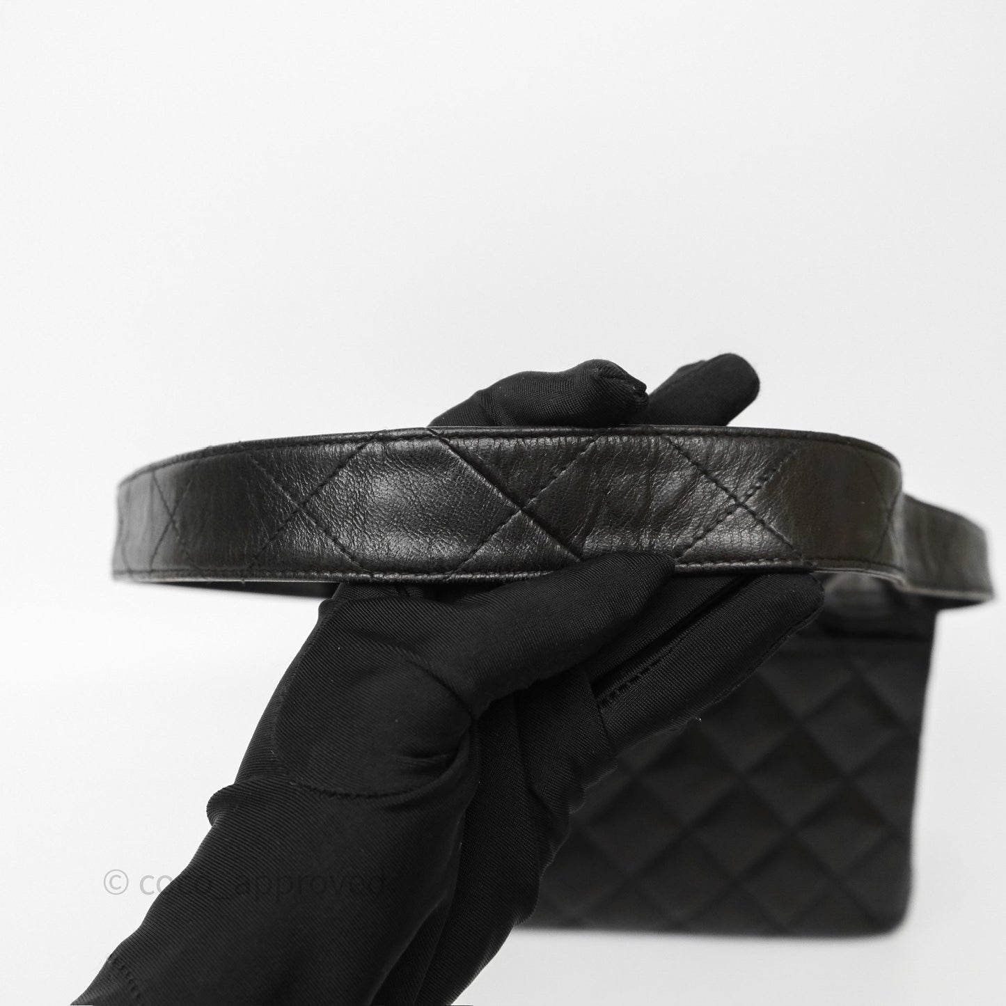 Chanel Vintage Half Moon Flap Shoulder Bag Black Lambskin 24K Gold Hardware