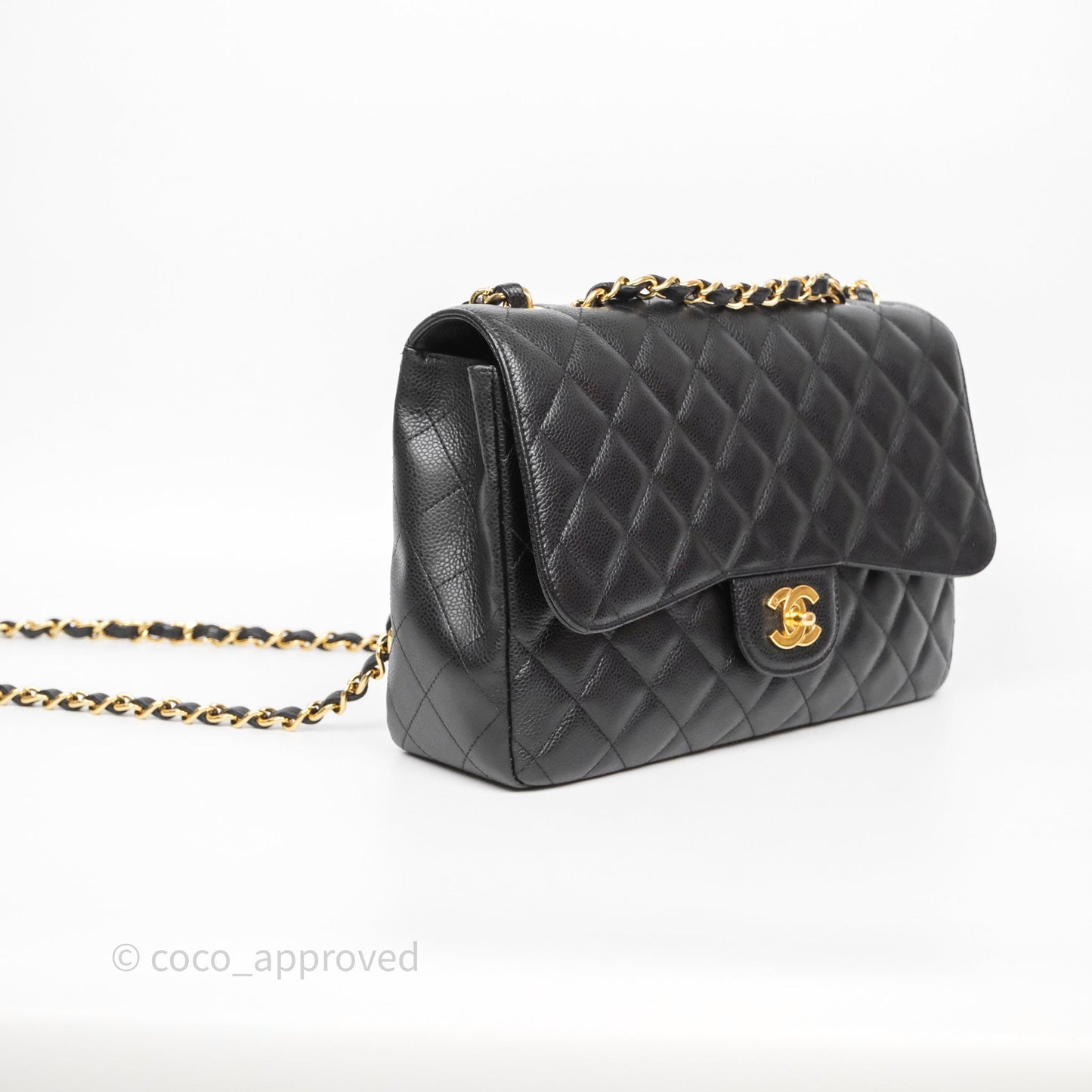 Chanel Jumbo Single Flap Black Caviar Gold Hardware⁣⁣