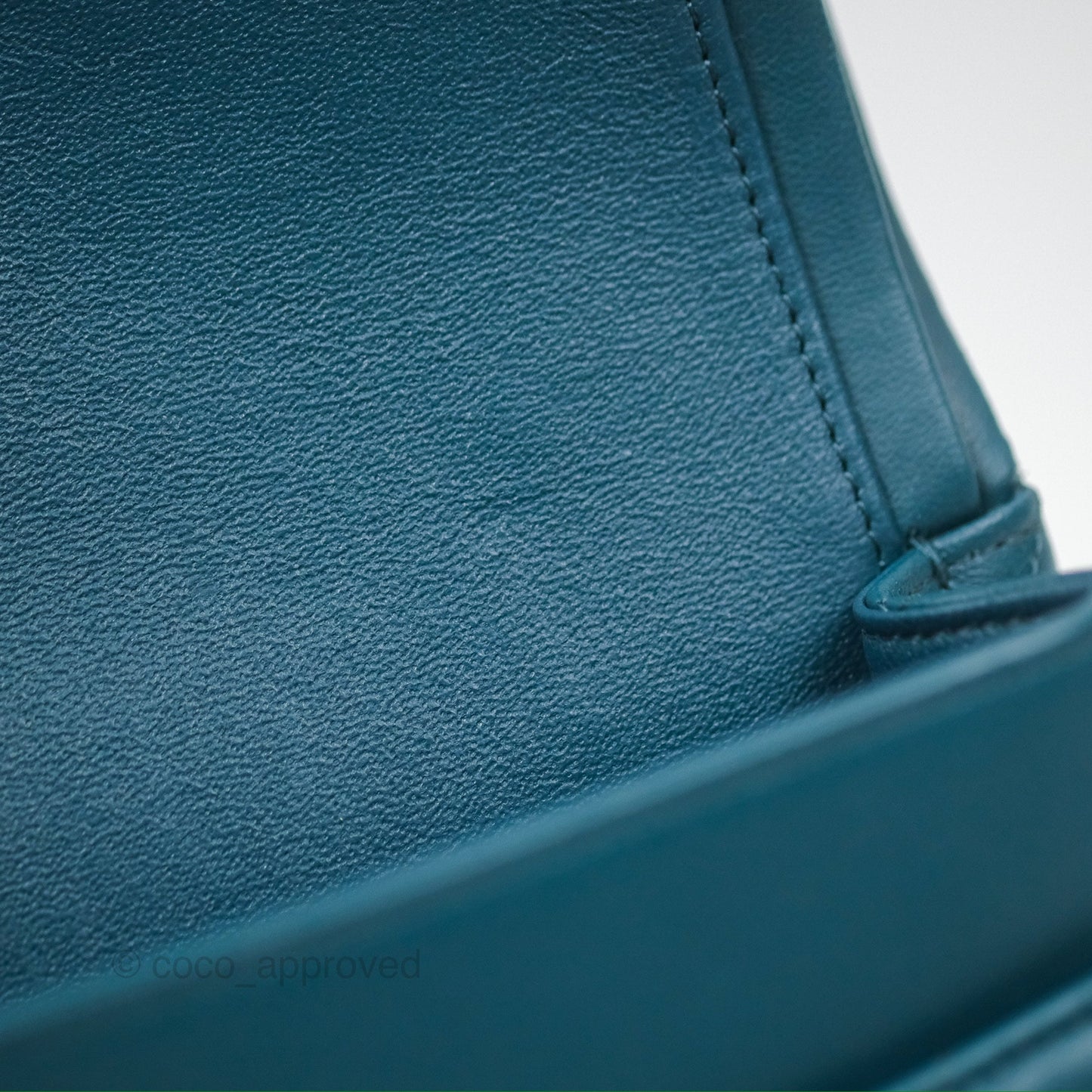 Chanel Classic M/L Medium Flap Quilted Teal Lambskin Silver Hardware
