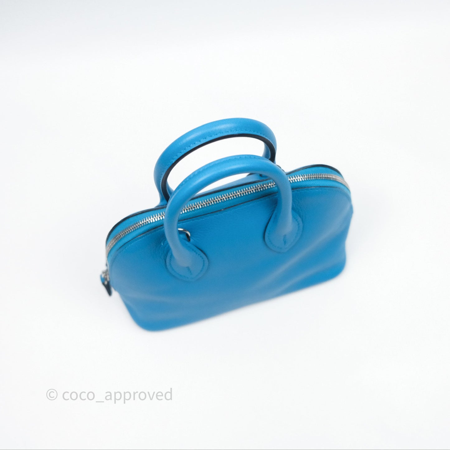 Hermès Bolide Mini 1923 Bleu Frida 0F/ Rose Mexico 0D Evercolor Palladium Hardware