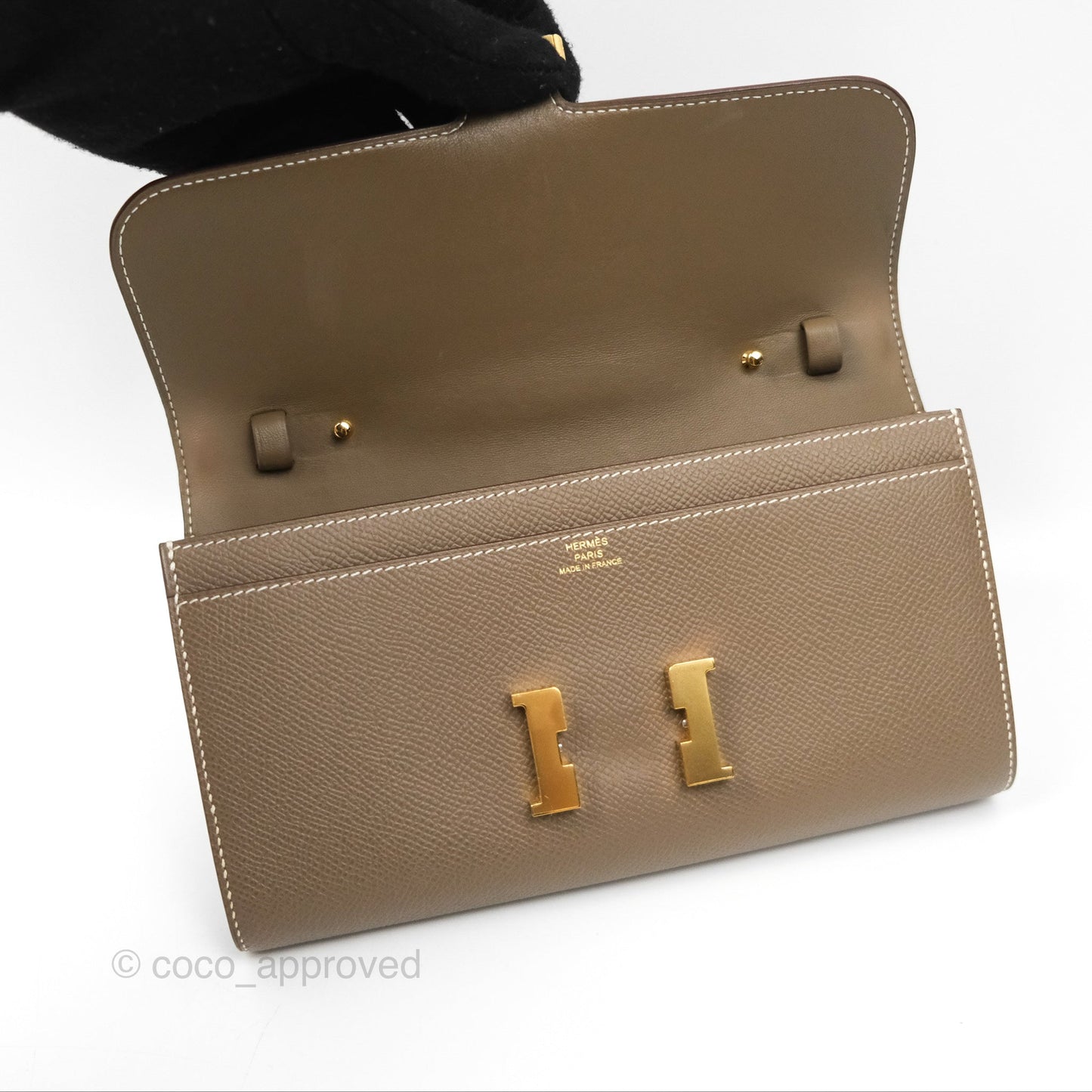 Hermès Constance To Go Wallet Etoupe Epsom Gold Hardware
