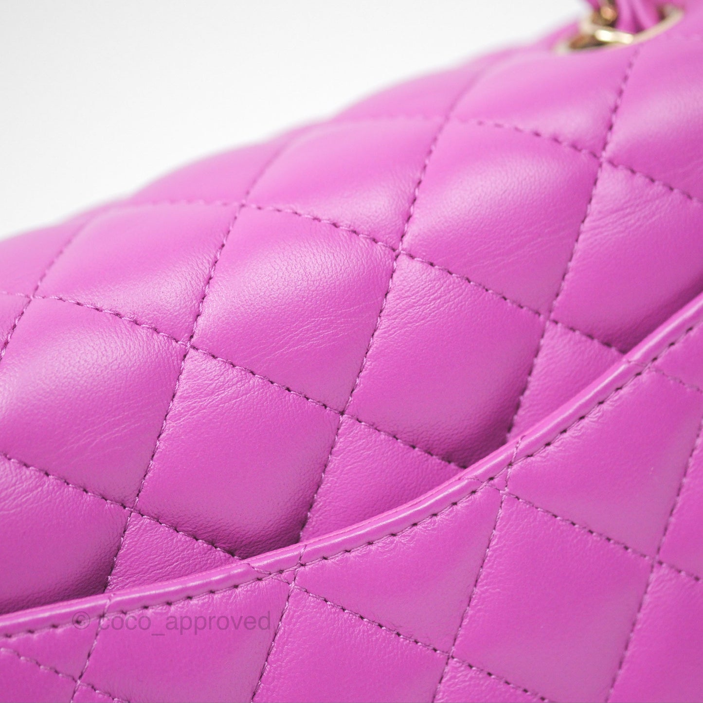 Chanel Mini Square Flap Quilted Purple Lambskin Gold Hardware