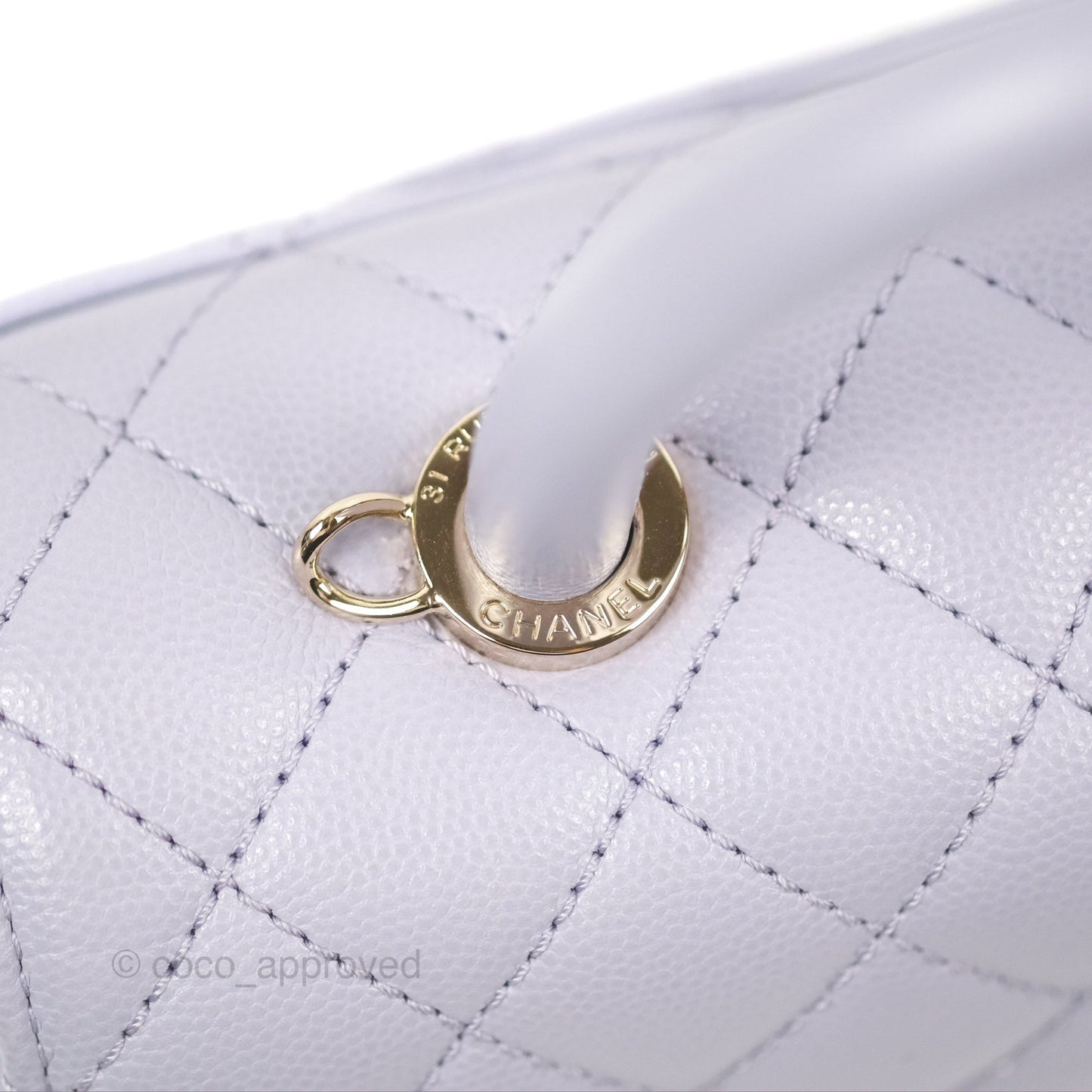 Chanel Small Coco Handle Quilted Lilac Caviar Gold Hardware