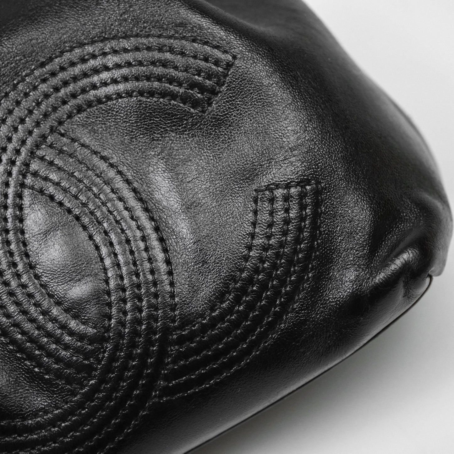Chanel Vintage CC Drawstring Bag Black Calfskin Silver Hardware