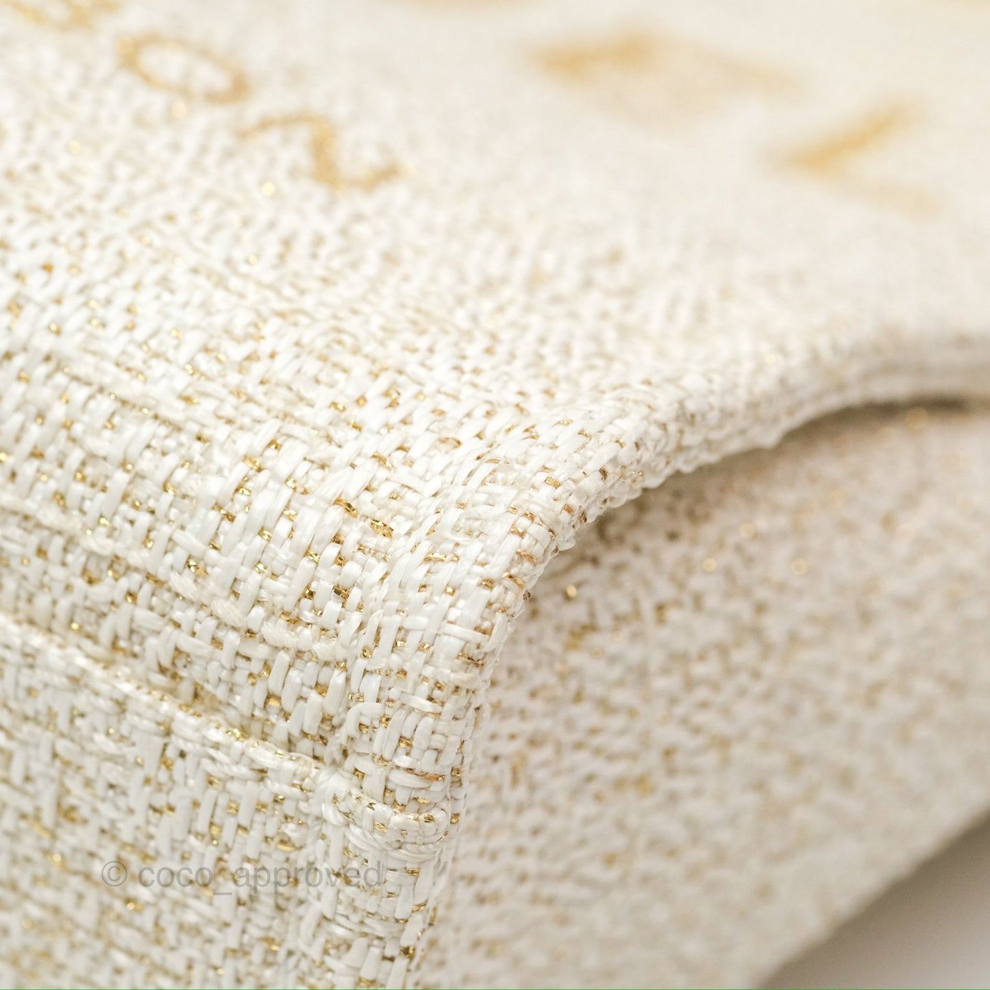 Chanel Mini Deauville Tote Ivory Lurex Boucle Gold Hardware