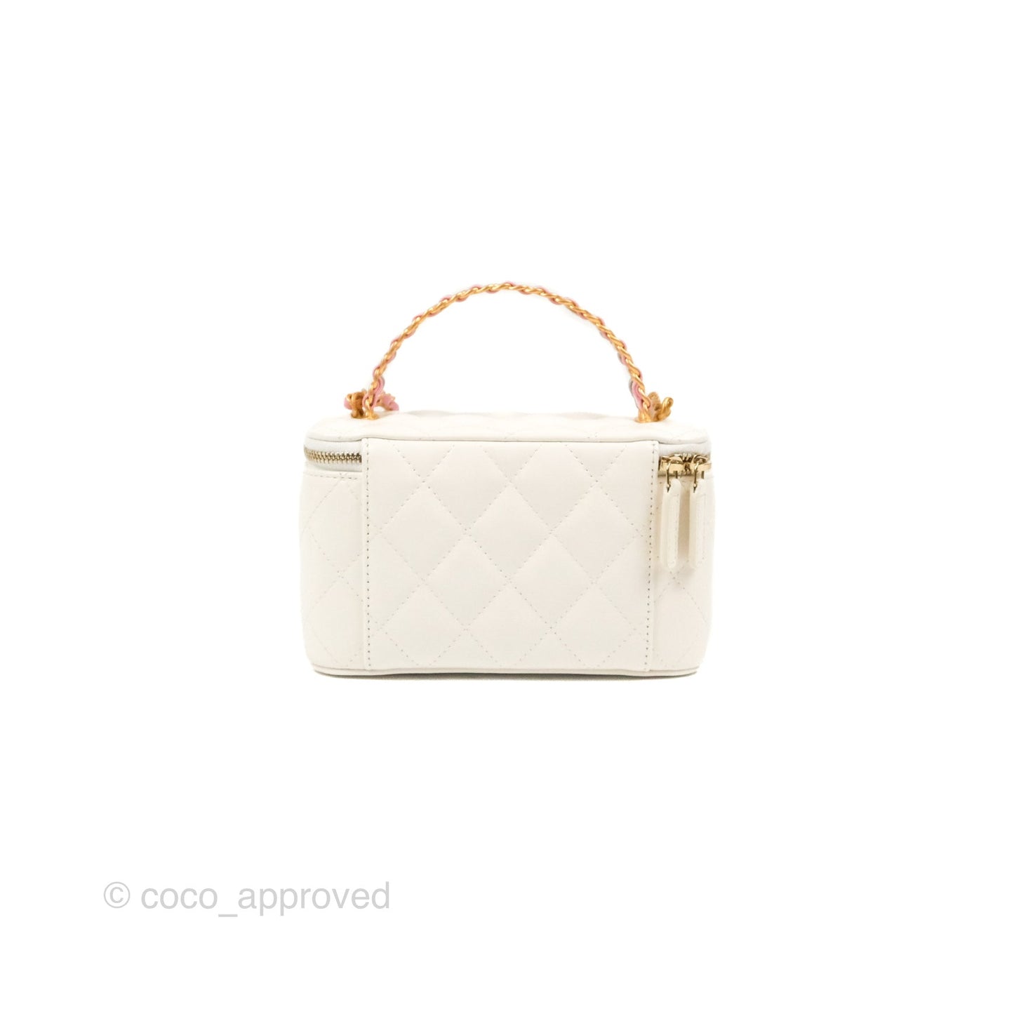 Chanel Rainbow Top Handle Vanity White Glazed Lambskin 23P