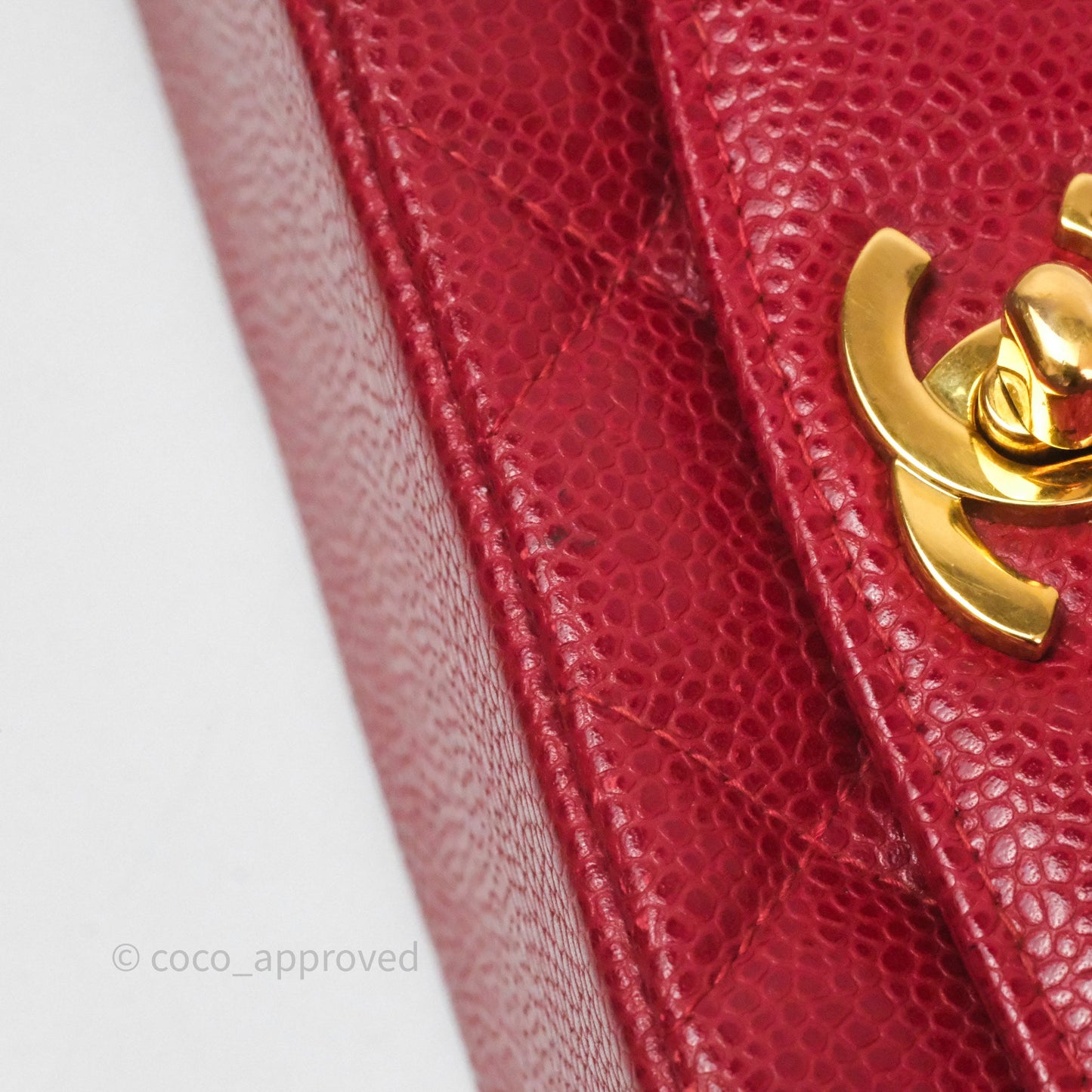 Chanel Medium Vintage Quilted Classic Diana Flap Bag Red Caviar 24K Gold Hardware