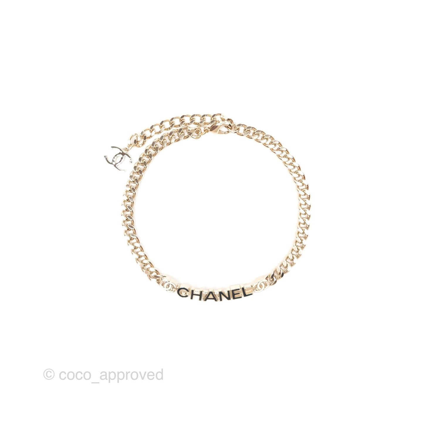 Chanel Logo Chain Choker Gold Tone 22S
