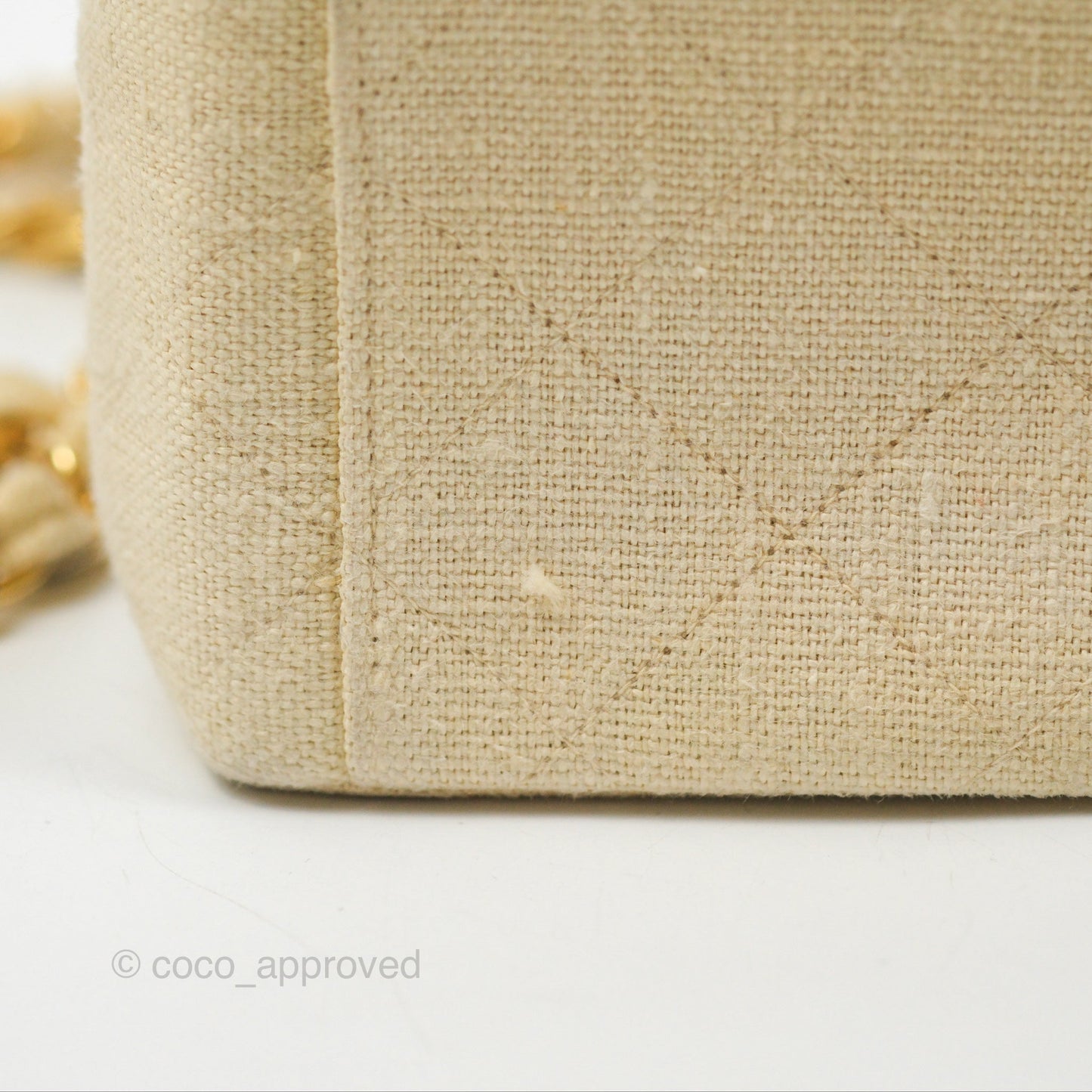 Chanel Vintage XL Jumbo Single Flap Beige Cotton Canvas 24K Gold Hardware