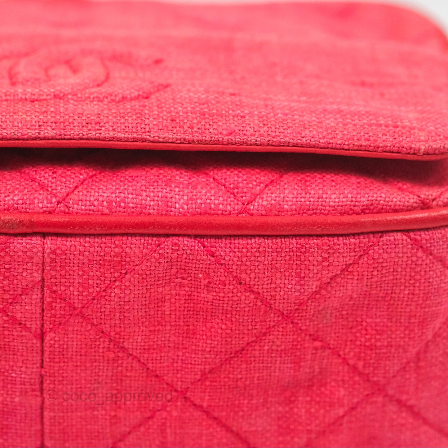 Chanel Vintage Small Tassel Camera Bag Dark Pink Canvas Gold Hardware