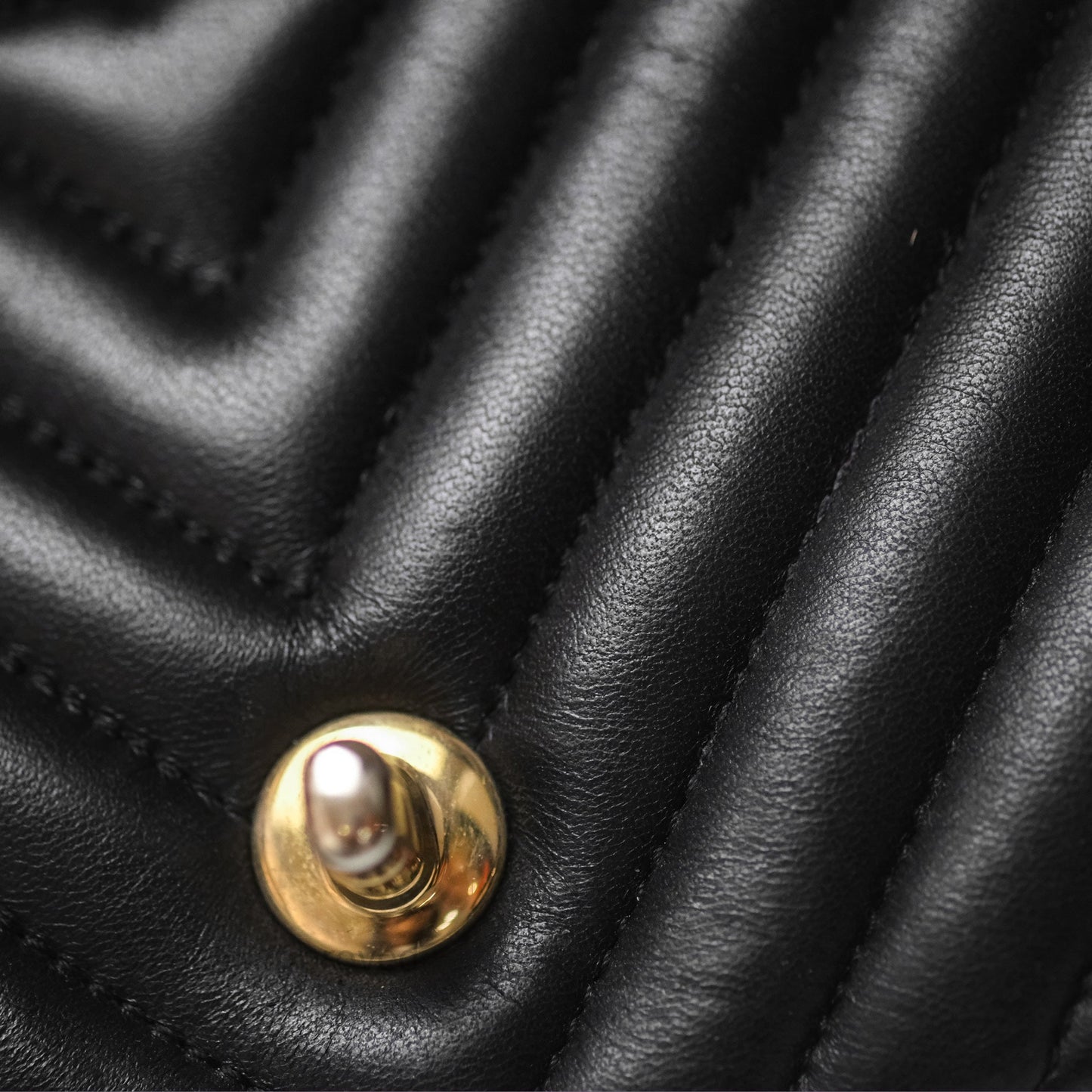 Chanel Mini Rectangular Chevron Black Lambskin Gold Hardware