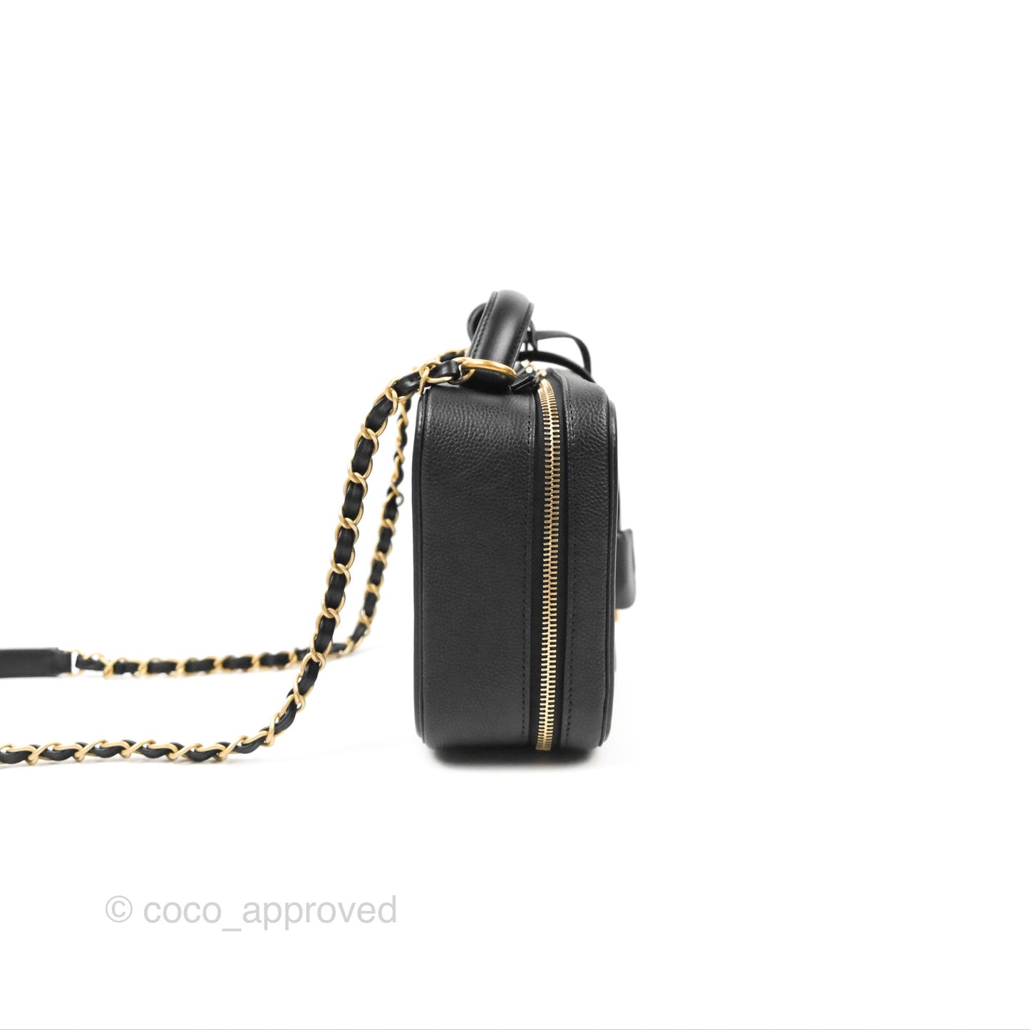 Chanel Quilted Medium CC Filigree Vanity Case Black Caviar Gold Hardware