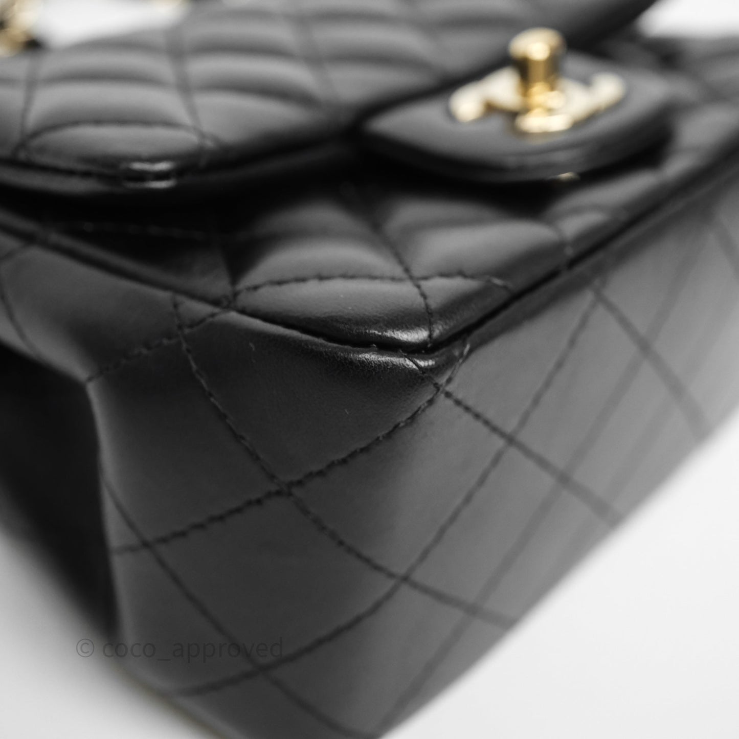 Chanel Mini Square Quilted Black Lambskin Gold Hardware
