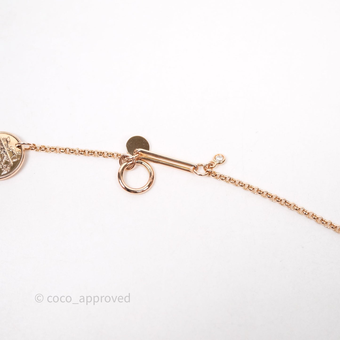 Hermes Ex-Libris Pendant Necklace Diamond Rose Gold Hardware