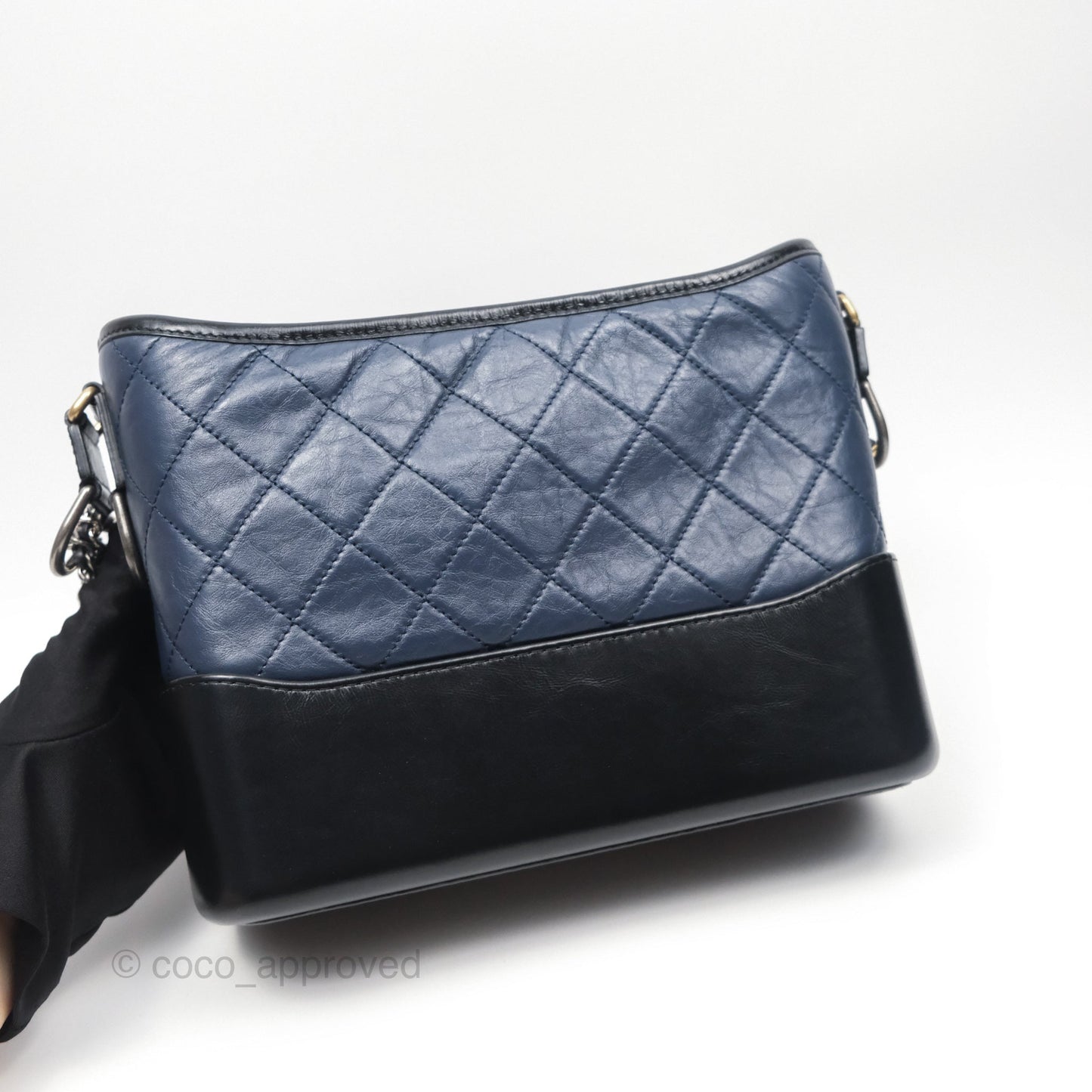 Chanel New Medium Gabrielle Hobo Quilted Navy Black Aged Calfskin
