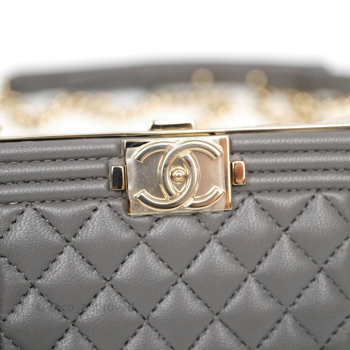 Chanel Grey Boy Mini Clutch Lambskin Gold Hardware