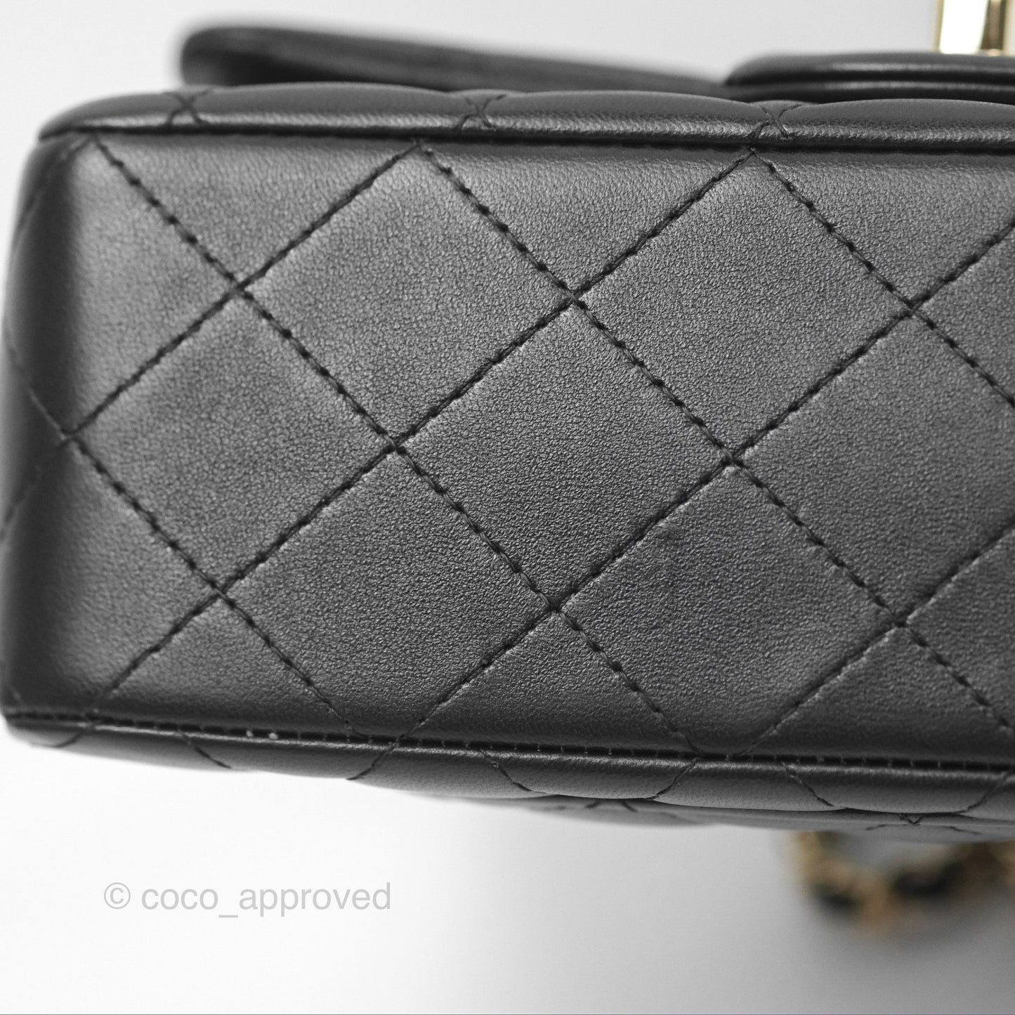 Chanel Top Handle Mini Rectangular Flap Bag Black Lambskin Gold Hardware