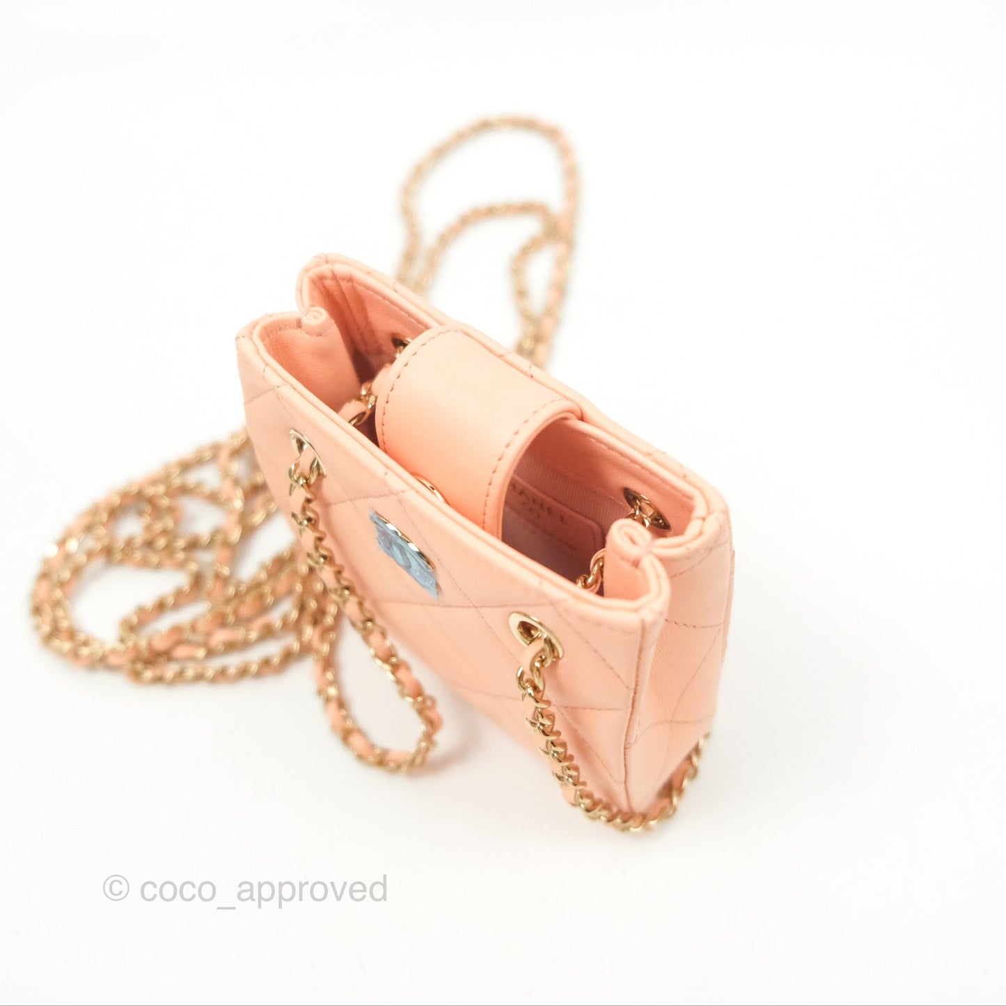 Chanel Mini Clutch With Chain Light Beige Pink Lambskin Gold Hardware