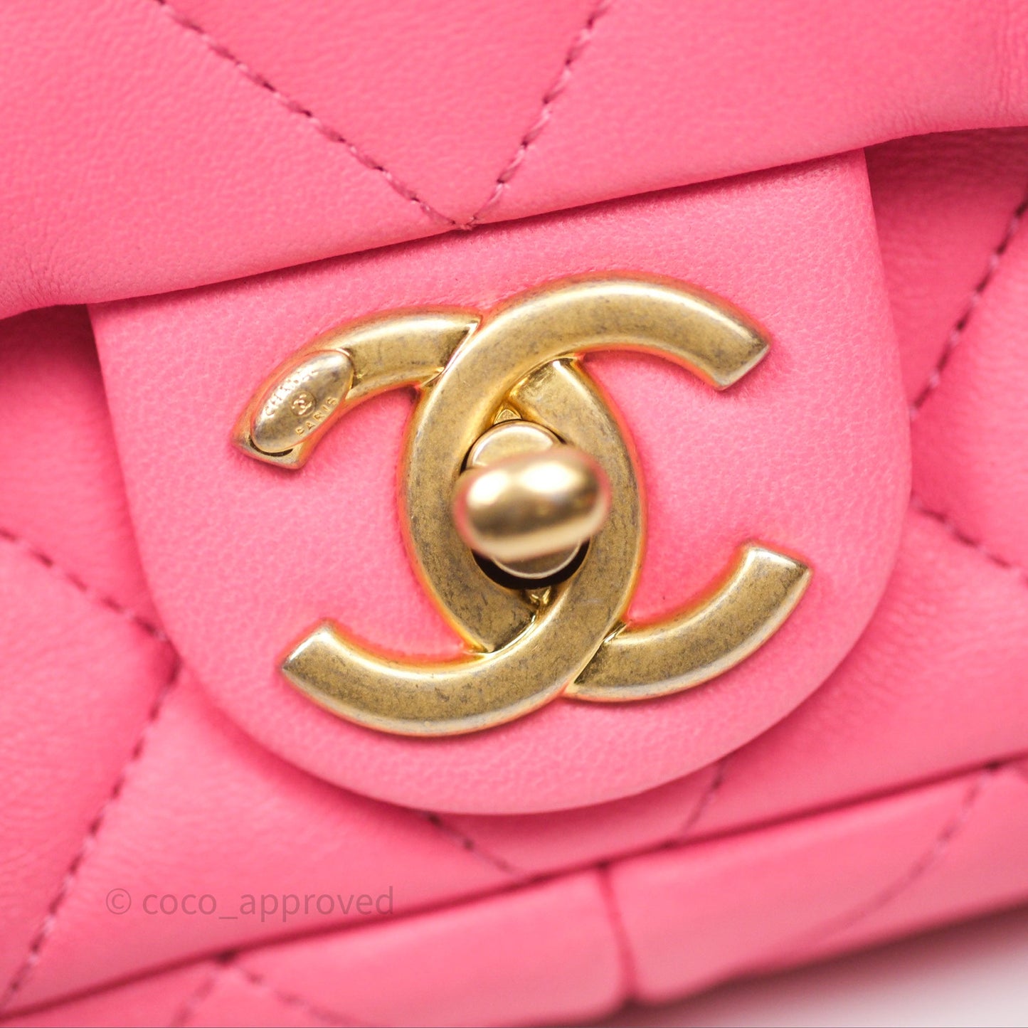 Chanel Quilted Mini CC Funky Town Flap Pink Lambskin Aged Gold Hardware