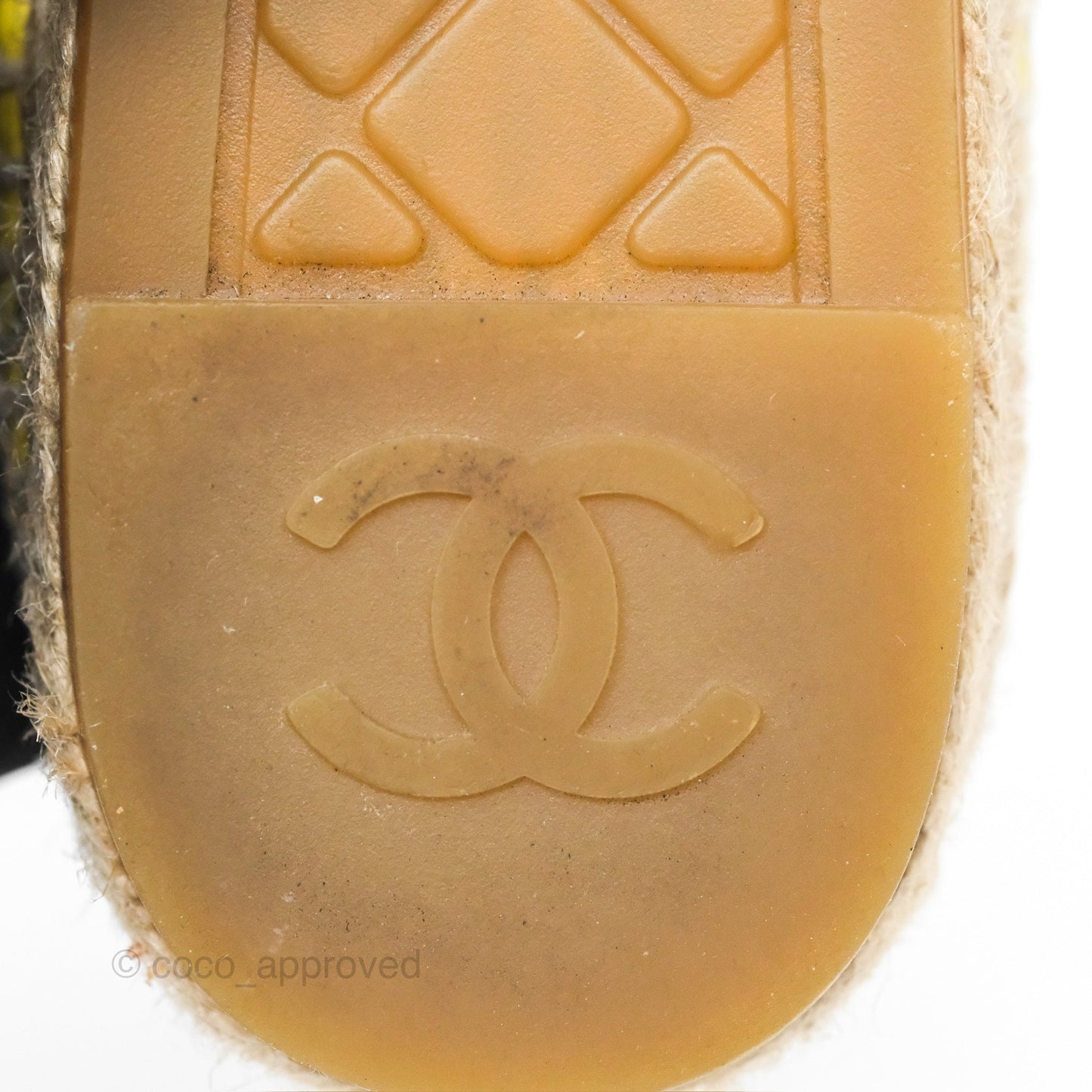 Chanel Espadrille Yellow Gold Tweed Size 36