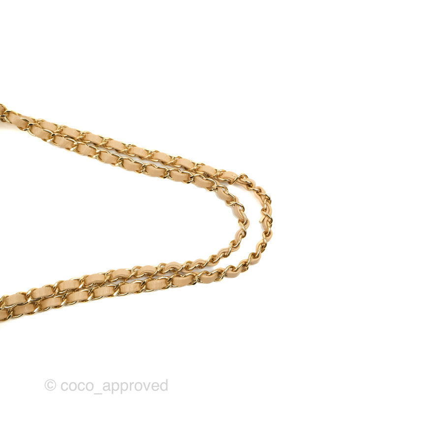 Chanel Quilted Classic M/L Medium Flap Beige Caviar Gold Hardware