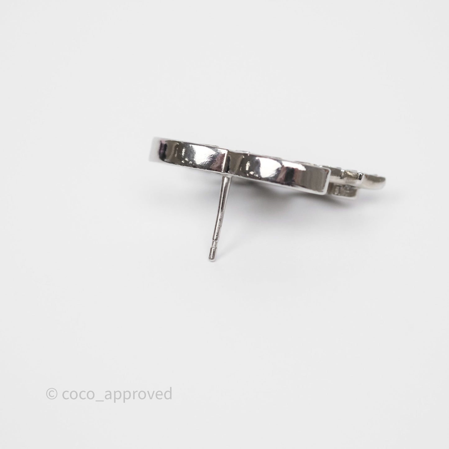 Chanel Crystal CC Star Earrings Silver Tone 20P
