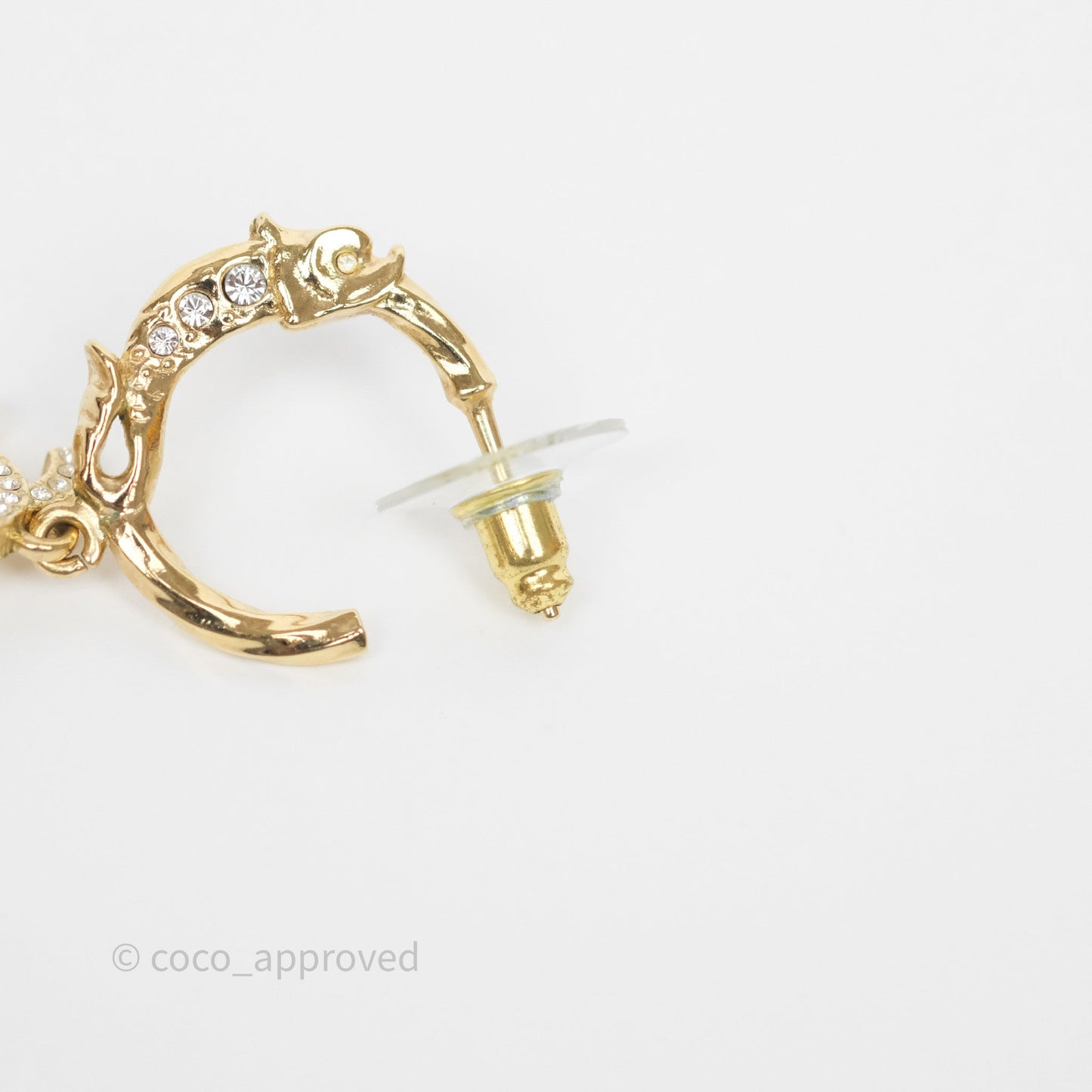 Chanel CC Crystal Hoop Earrings Gold Tone 23V