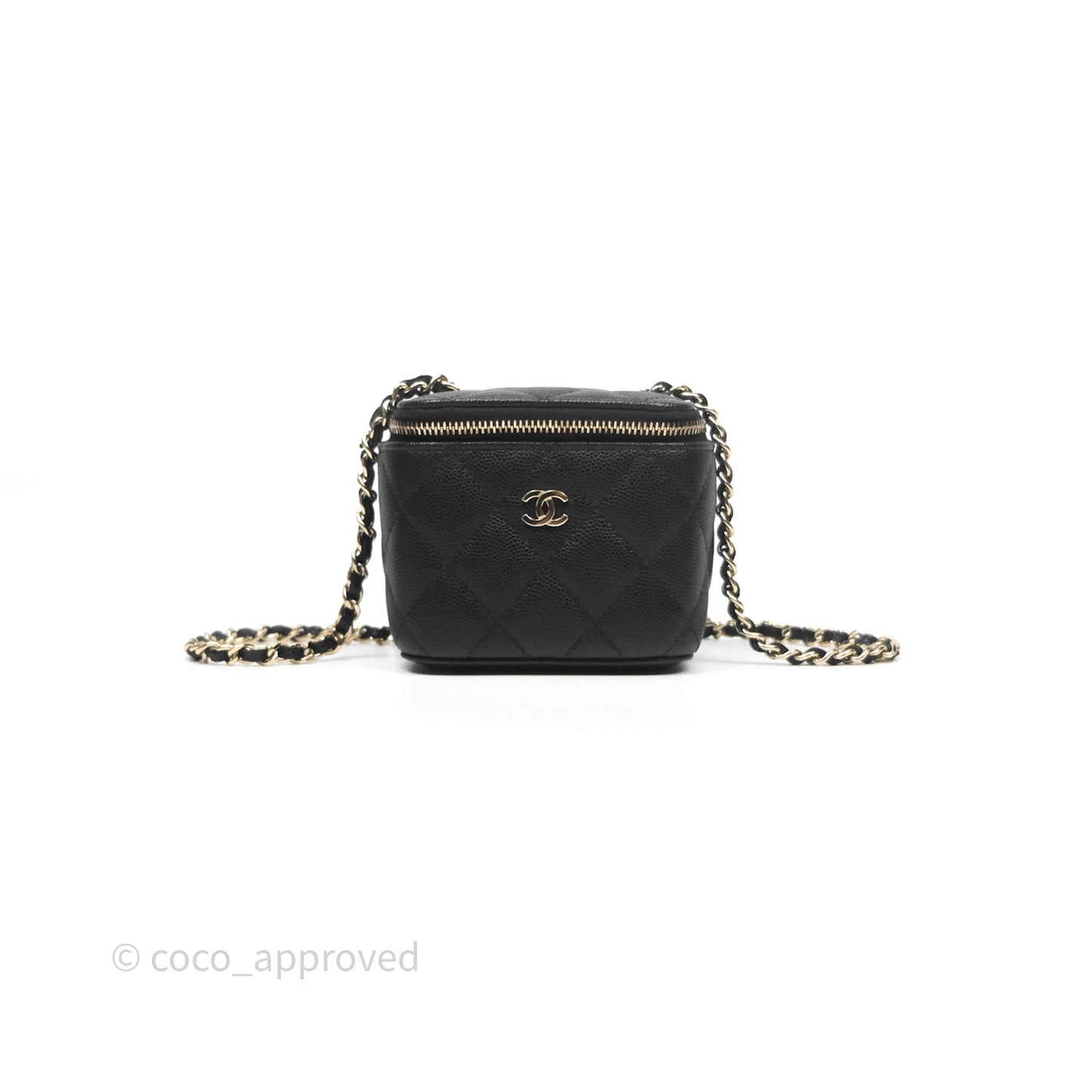 Chanel Mini Vanity With Chain Black Caviar Gold Hardware
