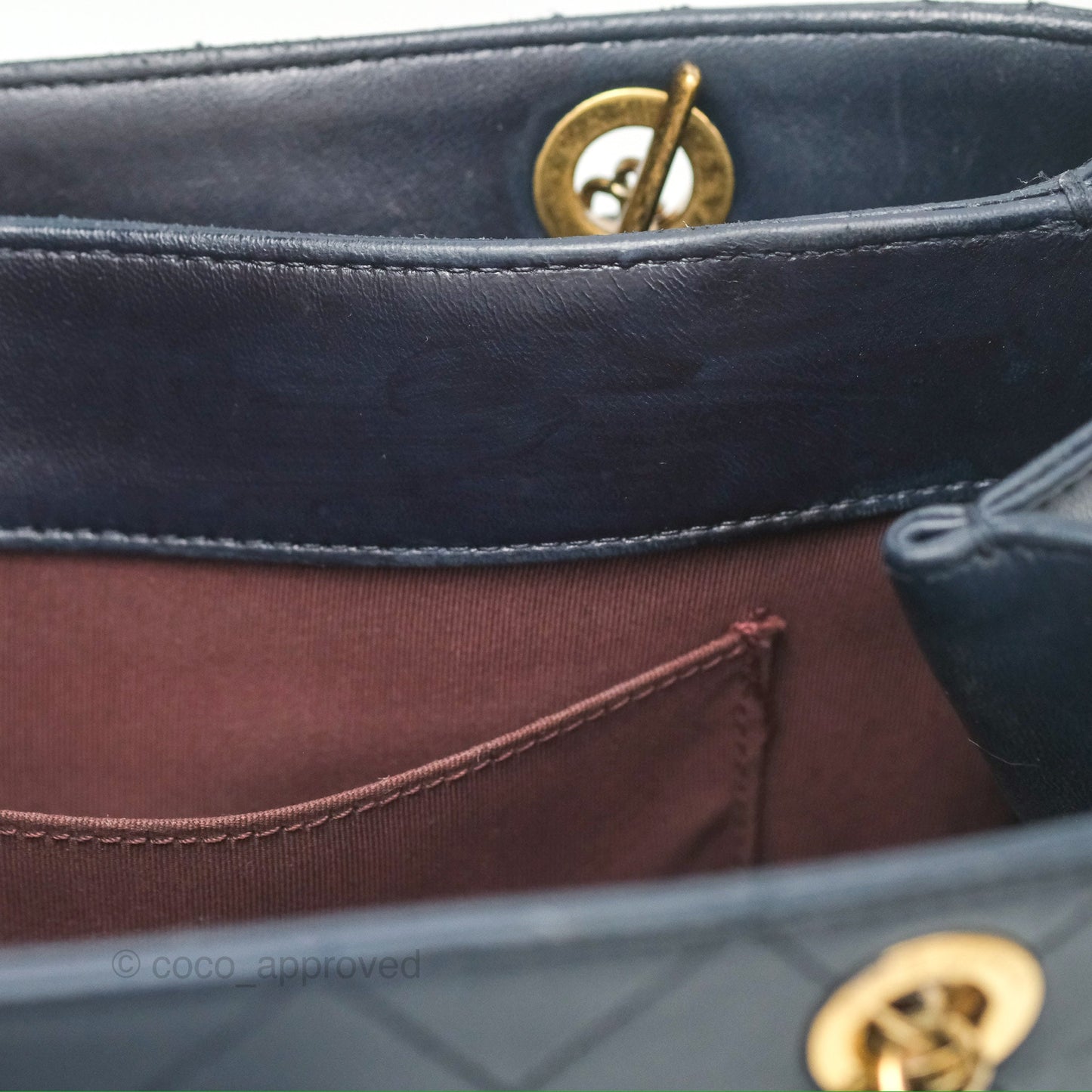 Chanel Medium Around The Corner Shopping Tote Navy Lambskin