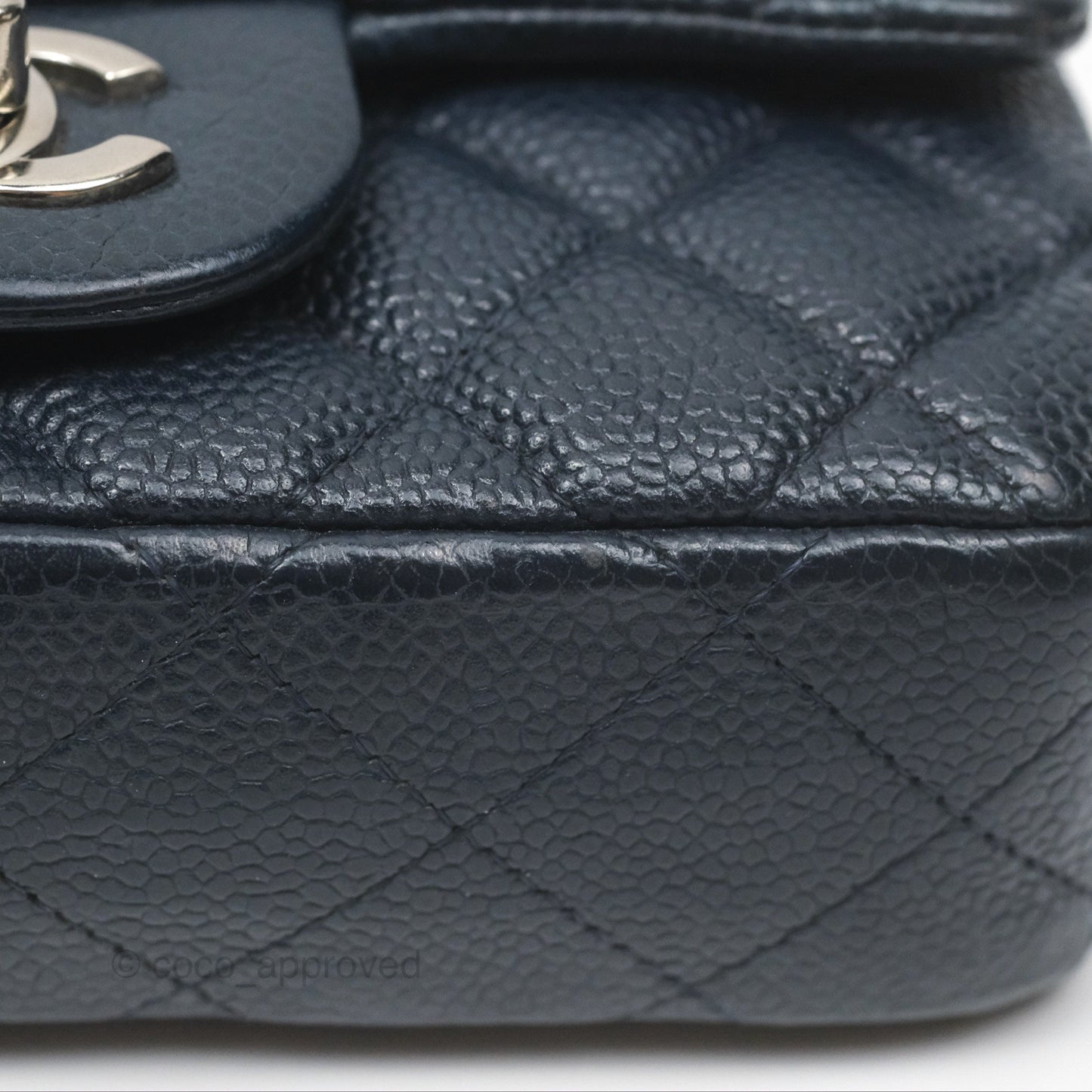 Chanel Quilted Extra Mini Rectangular Flap Dark Navy Caviar Silver Hardware