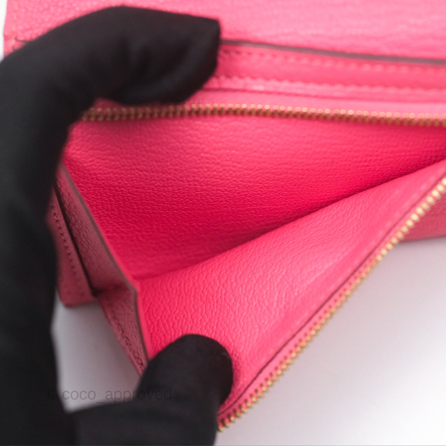 Hermes Bearn Compact Wallet Rose Azalee 8W Gold Hardware