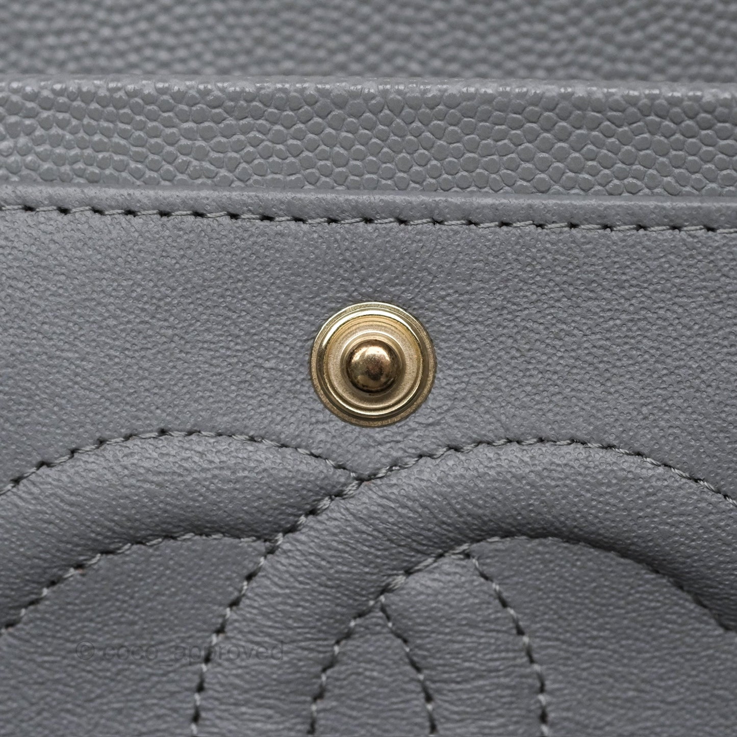 Chanel Classic M/L Medium Flap Quilted Grey Caviar Gold Hardware