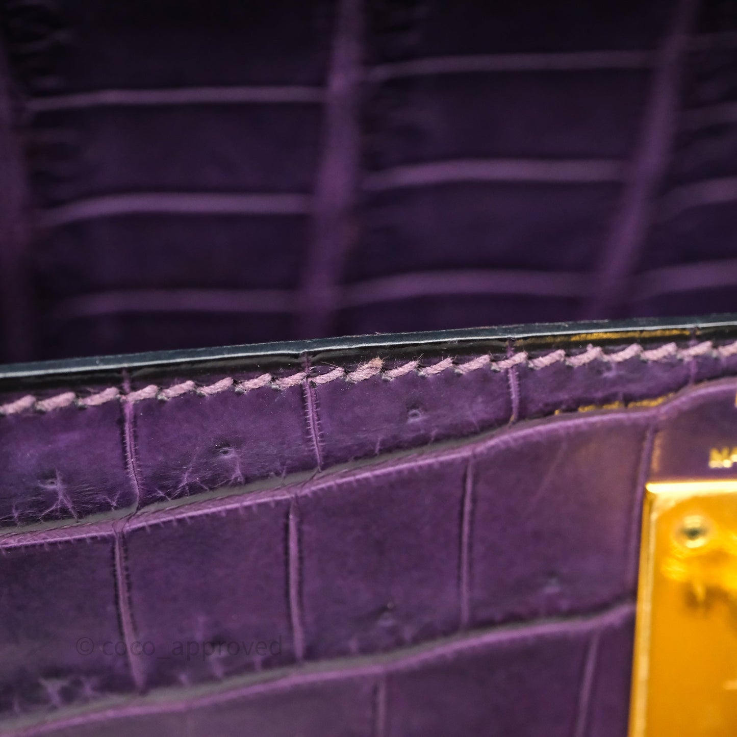 Hermès Kelly 28 Purple Crocodile Gold Hardware