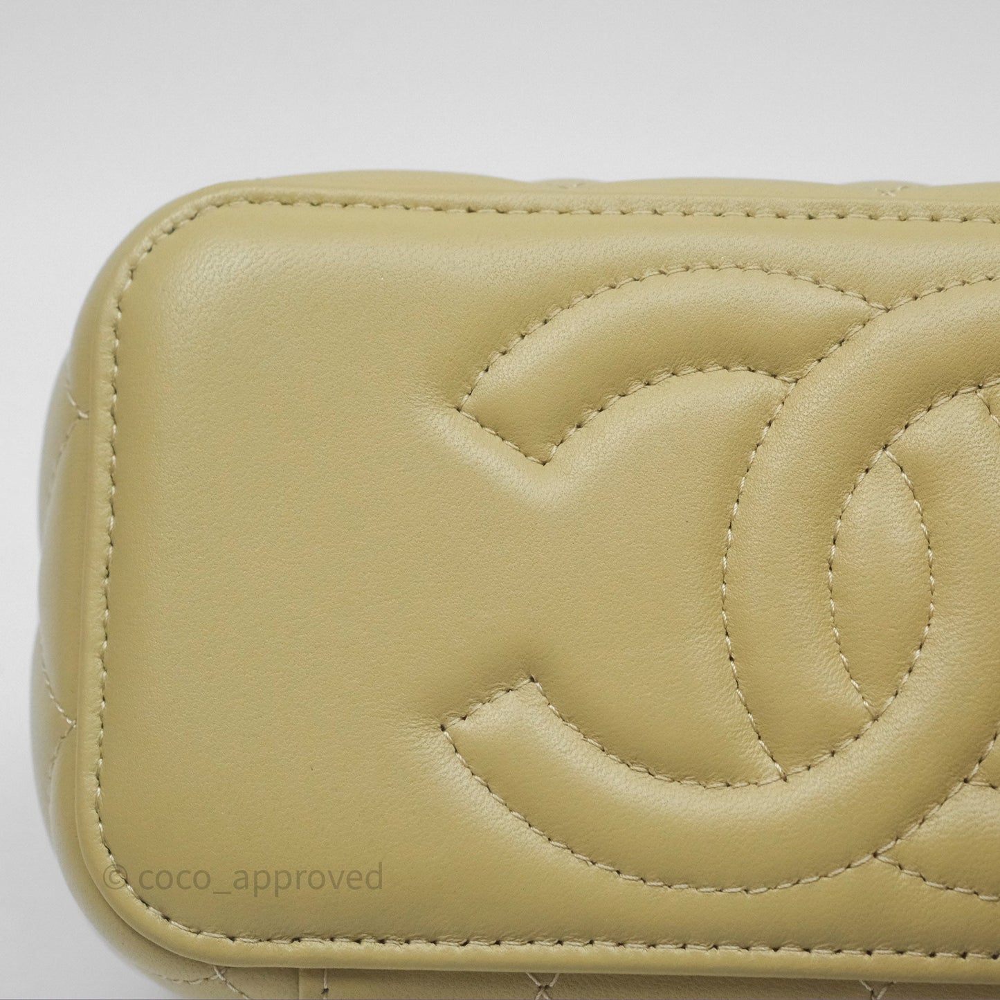 Chanel Top Handle Vanity with Chain Olive Green Lambskin Aged Gold Hardware
